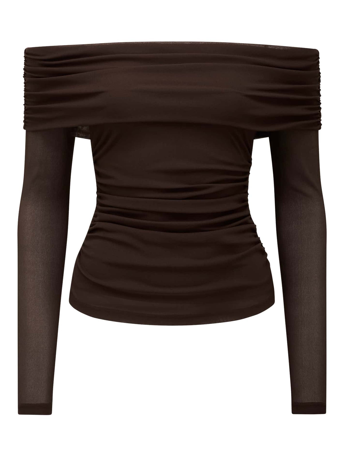 Kaia Mesh Ruched Top Chocolate_mannequin