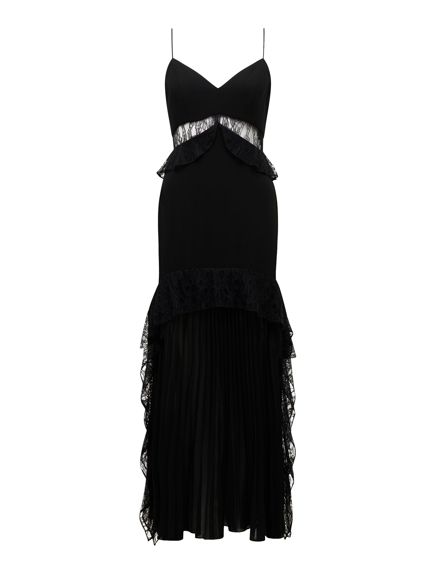 Lara Pleated Ruffle Maxi Black_mannequin