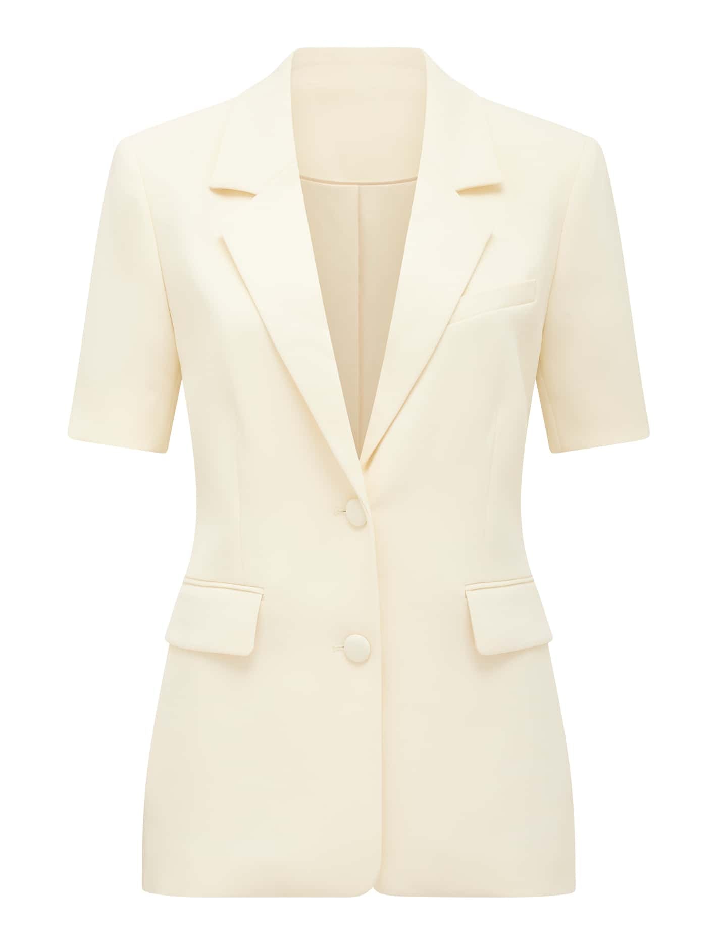 Azura Petite Short Sleeve Jacket Butter Cream Co ord_mannequin