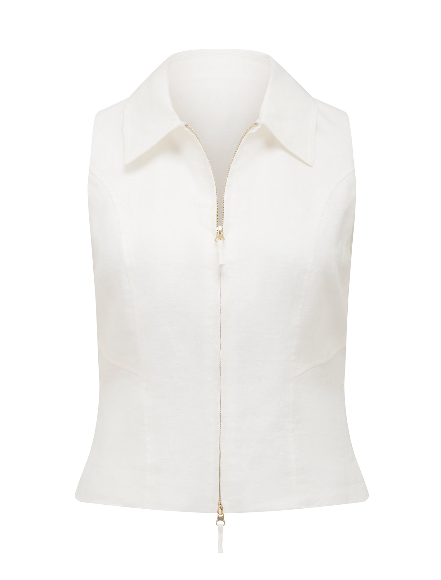 Felicity Zip Front Halter Top Porcelain_mannequin