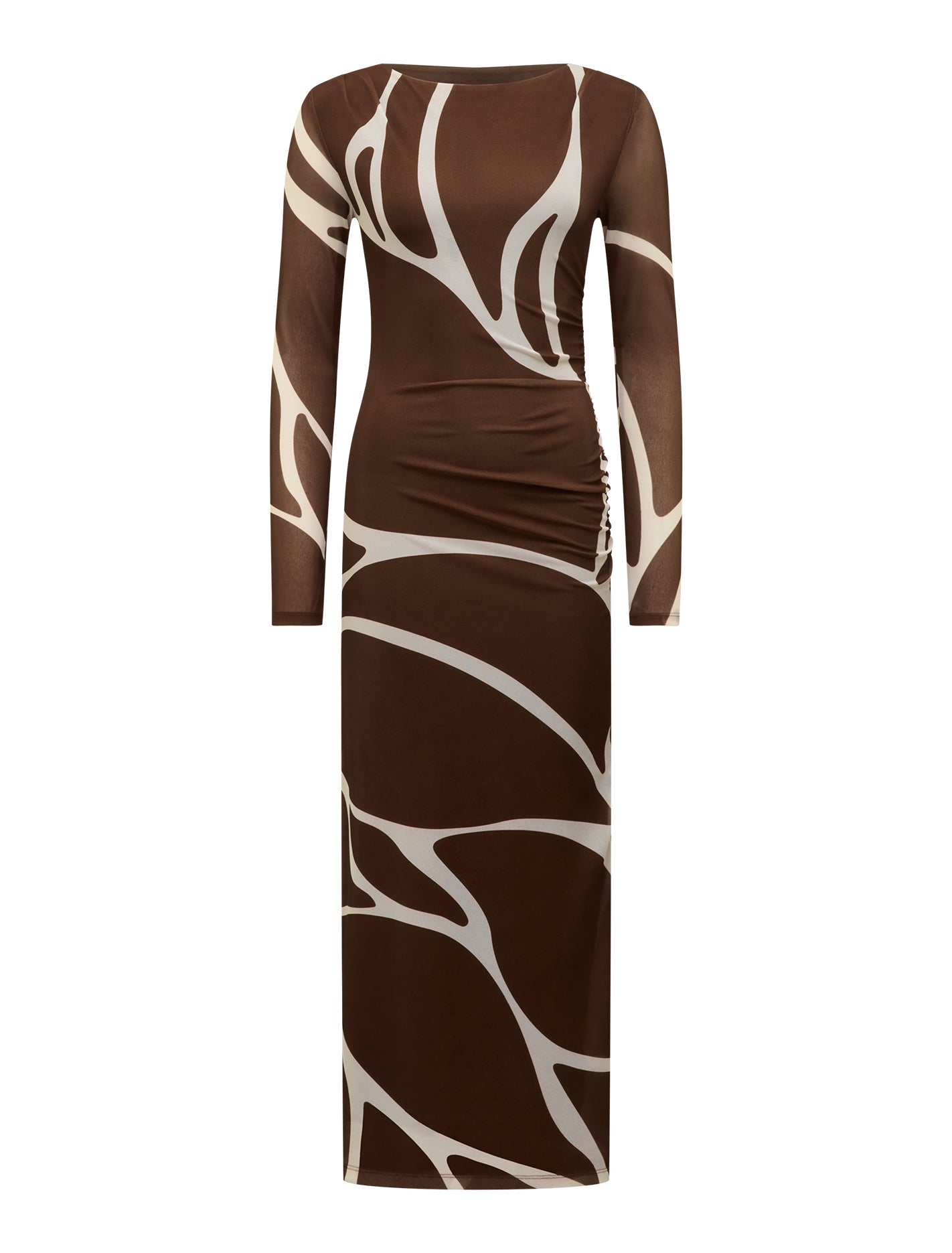 Alannah Mesh Long Sleeve Midi Dress Dark Sabine_mannequin