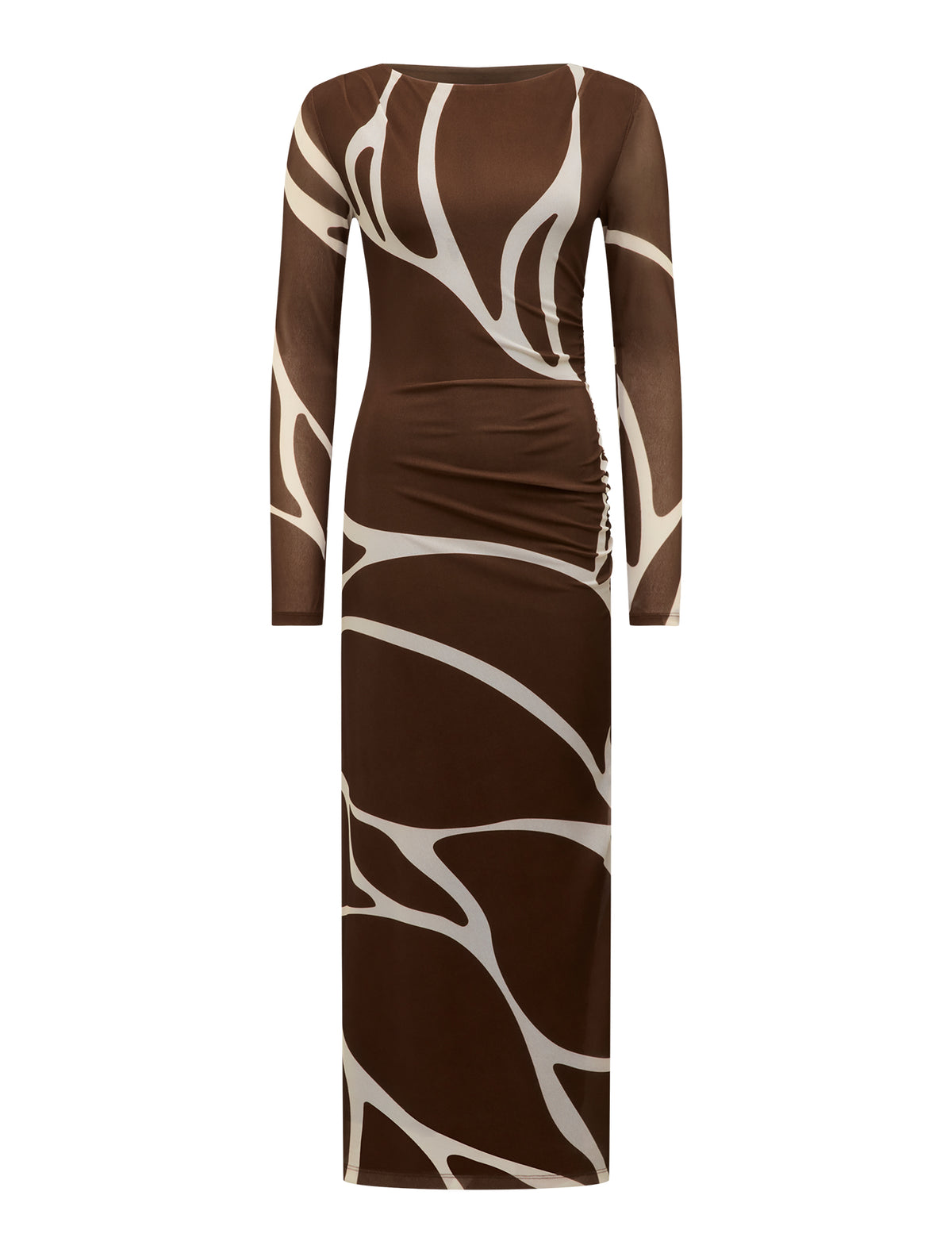Alannah Mesh Long Sleeve Midi Dress Dark Sabine_mannequin