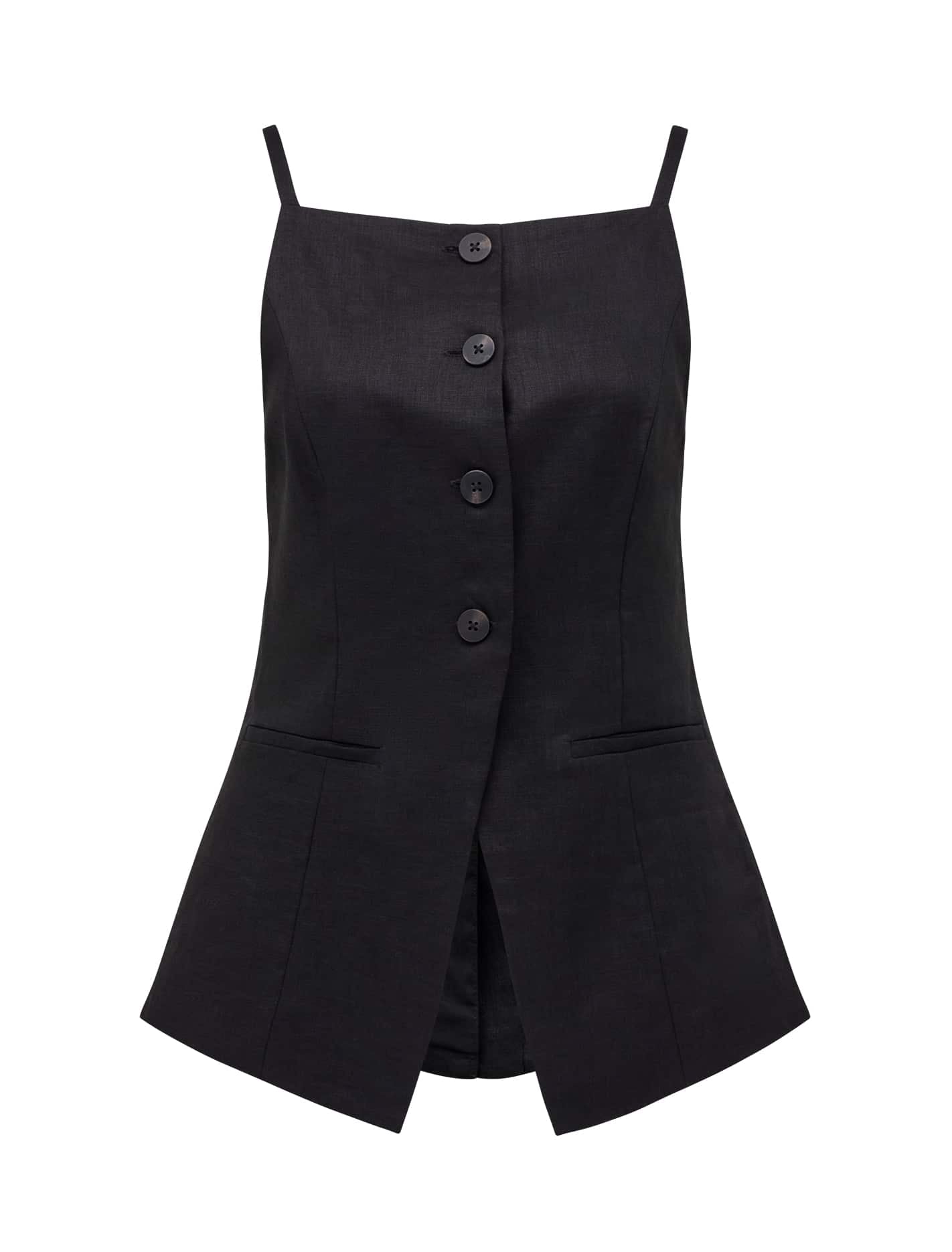 Ronnie High Neck Waistcoat Black_mannequin