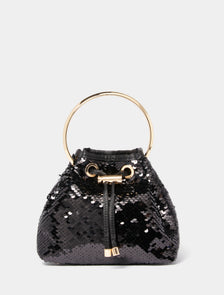 Stella Sequin Ring Handle Bag Black_mannequin