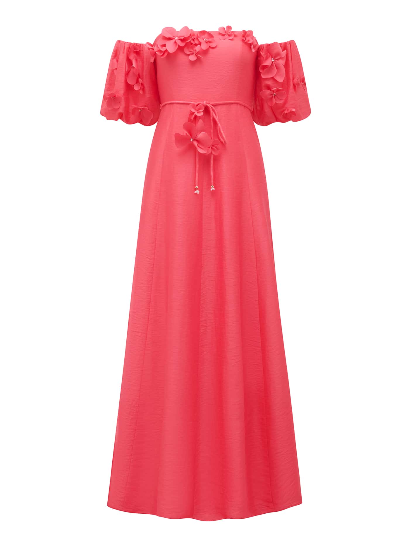 Cora Floral Applique Midi Dress Bright Pink_mannequin