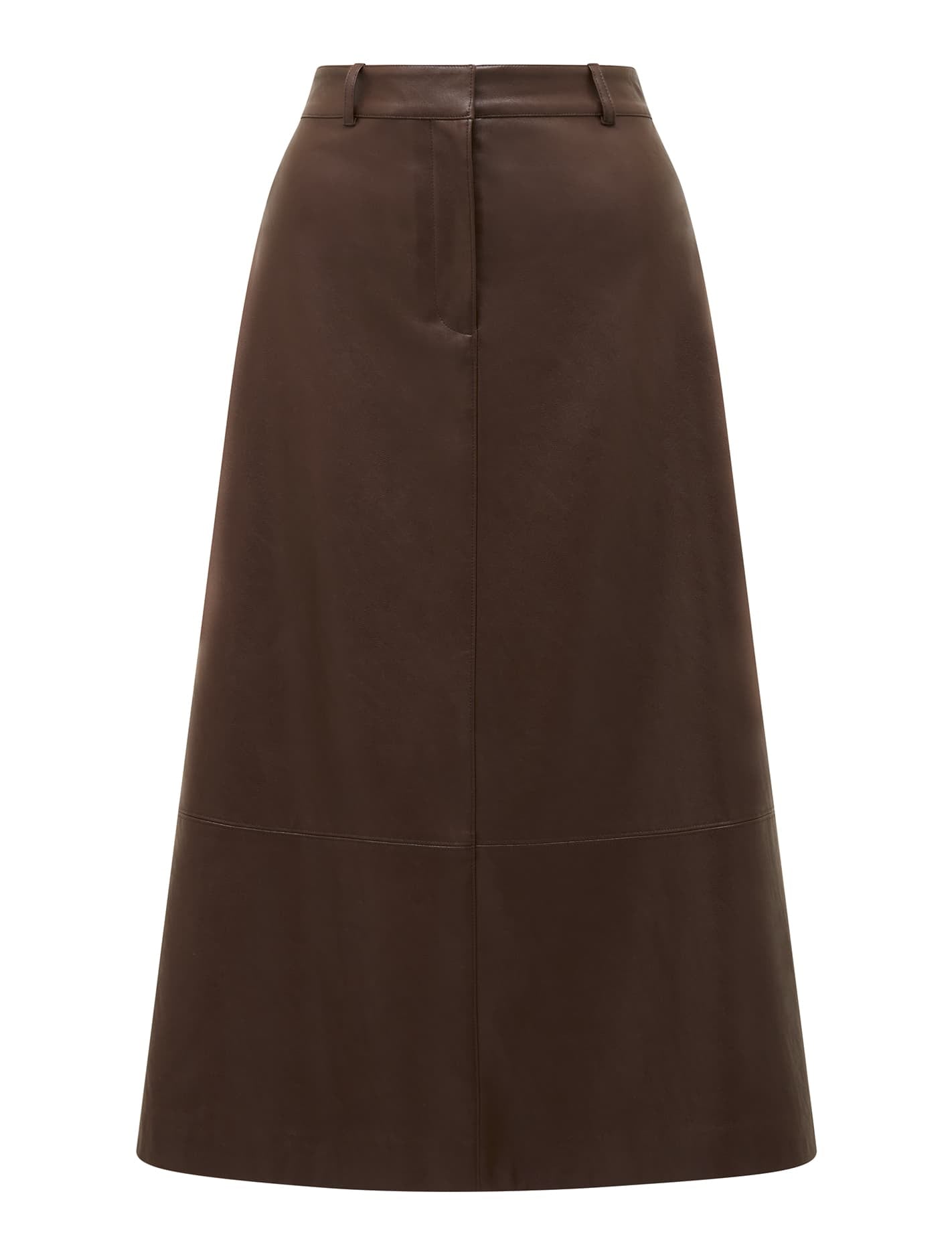 Jaelyn Vegan Leather Midi Skirt Dark Chocolate_mannequin