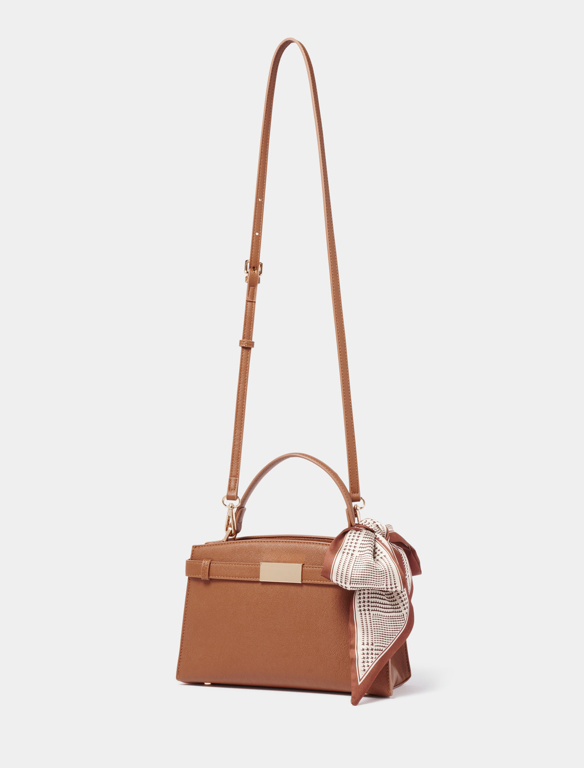 Mara Scarf Top Handle Bag Tan_mannequin