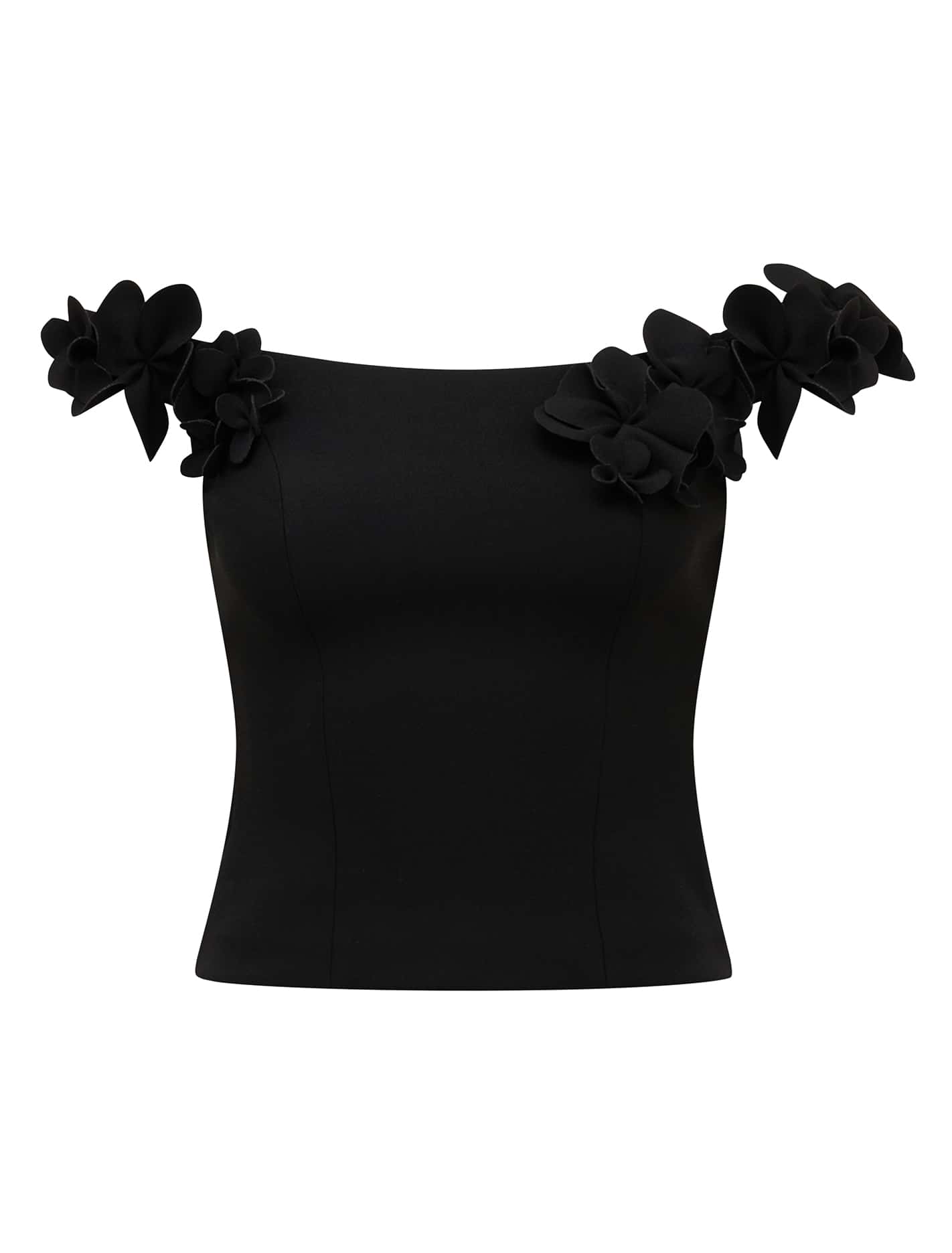 Faye Applique Bardot Black_mannequin