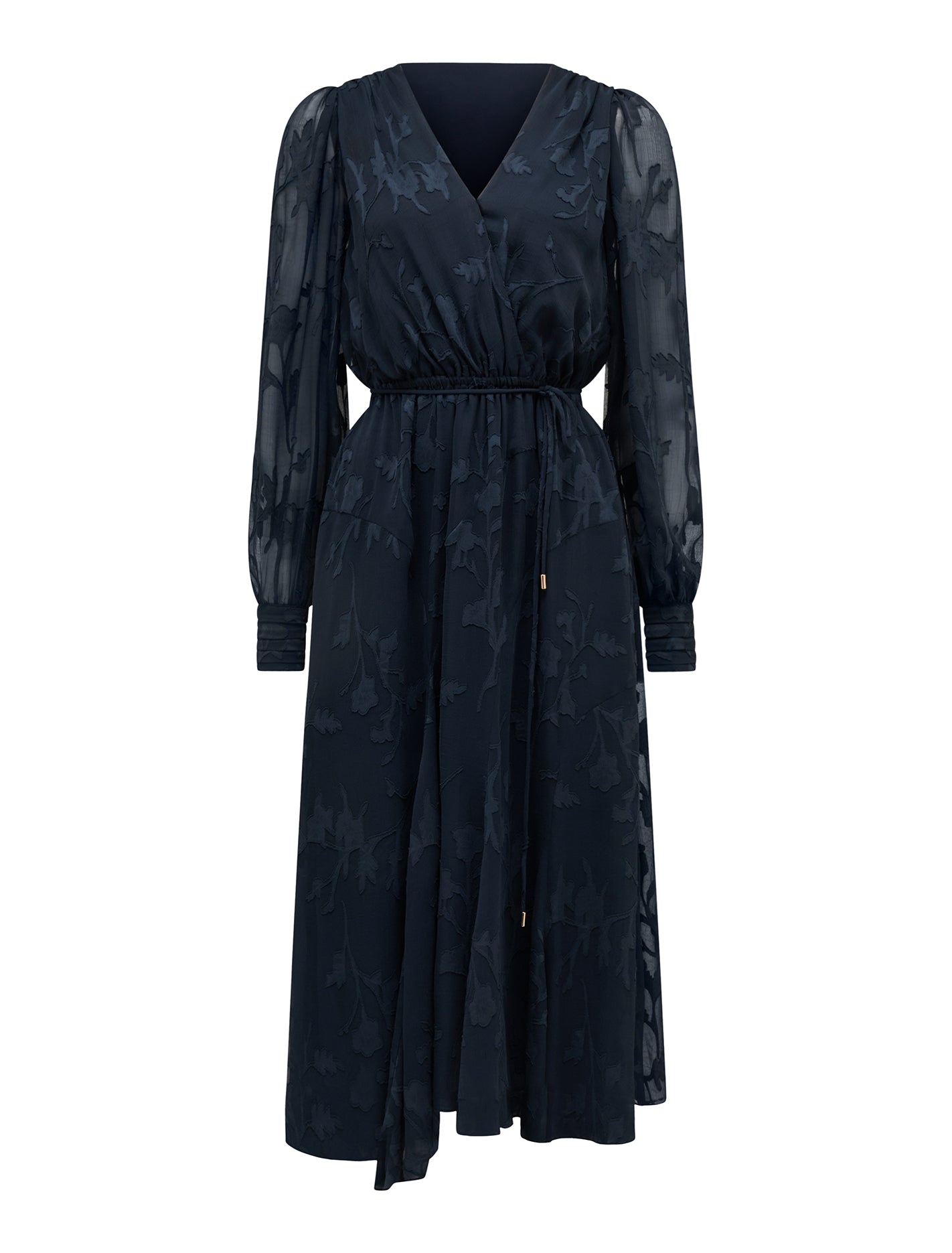 Solange Long-Sleeve Burnout Midi Dress Navy_mannequin