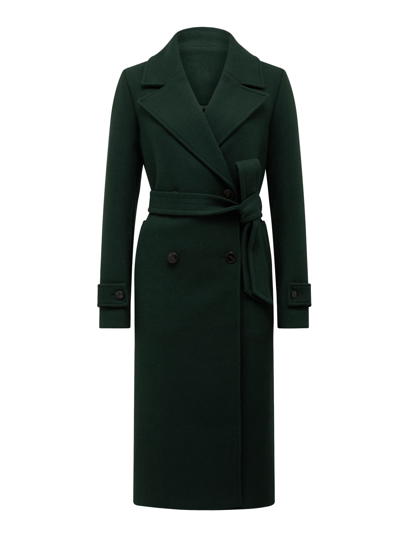 Cara Double Breasted Wrap Coat Dark Green_mannequin