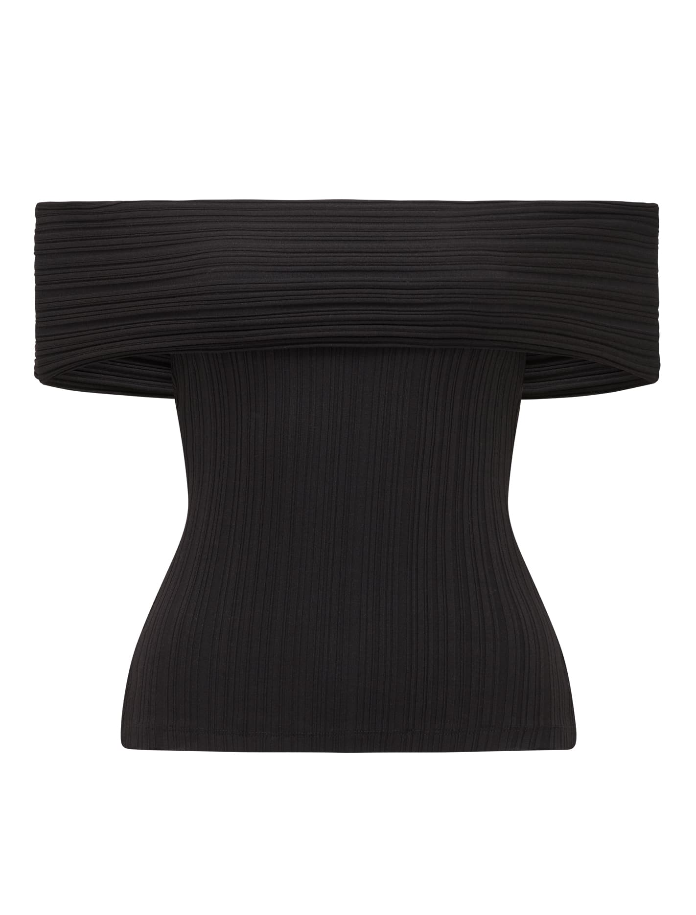 Sabrina Ribbed Bardot Top Black_mannequin