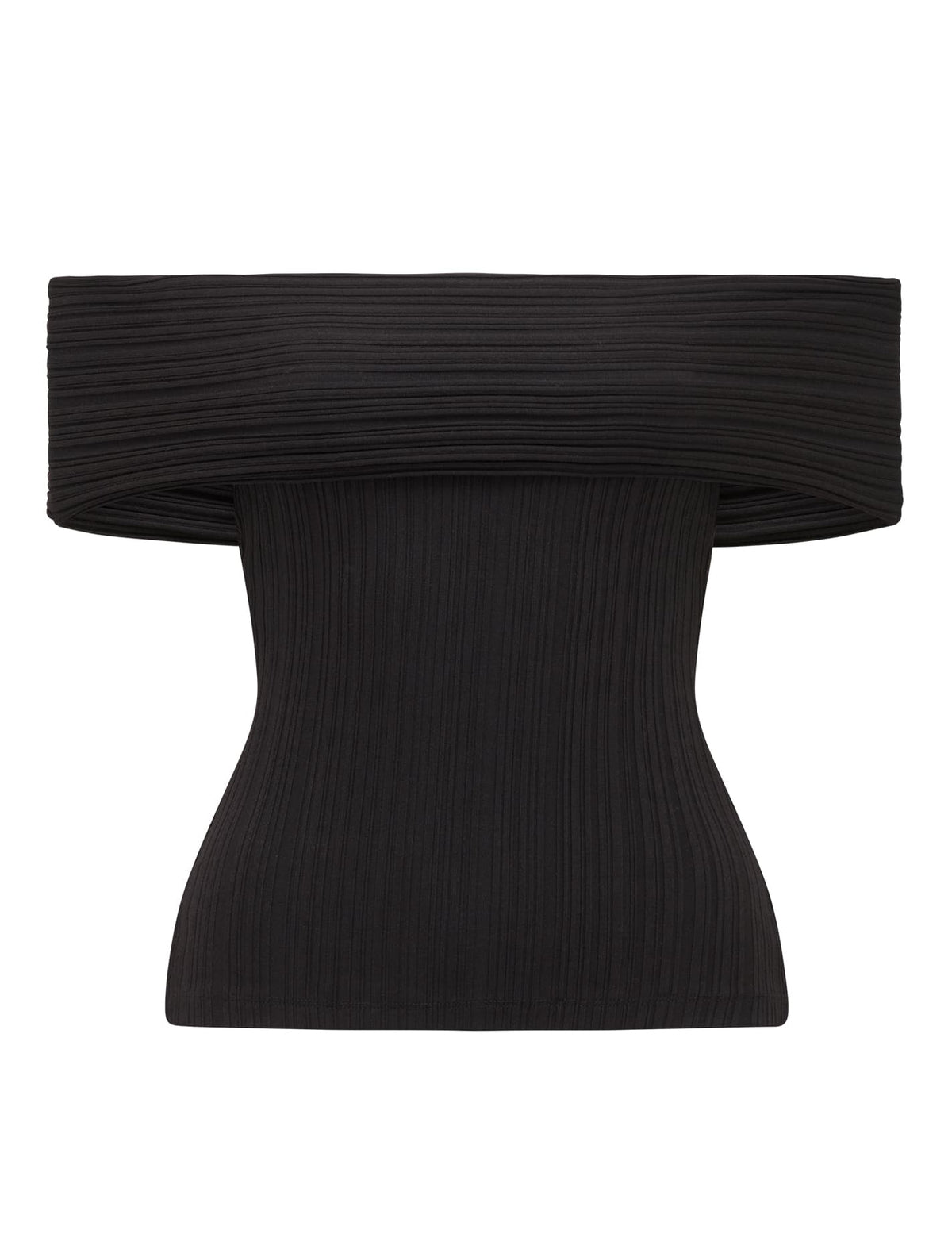 Sabrina Ribbed Bardot Top Black_mannequin