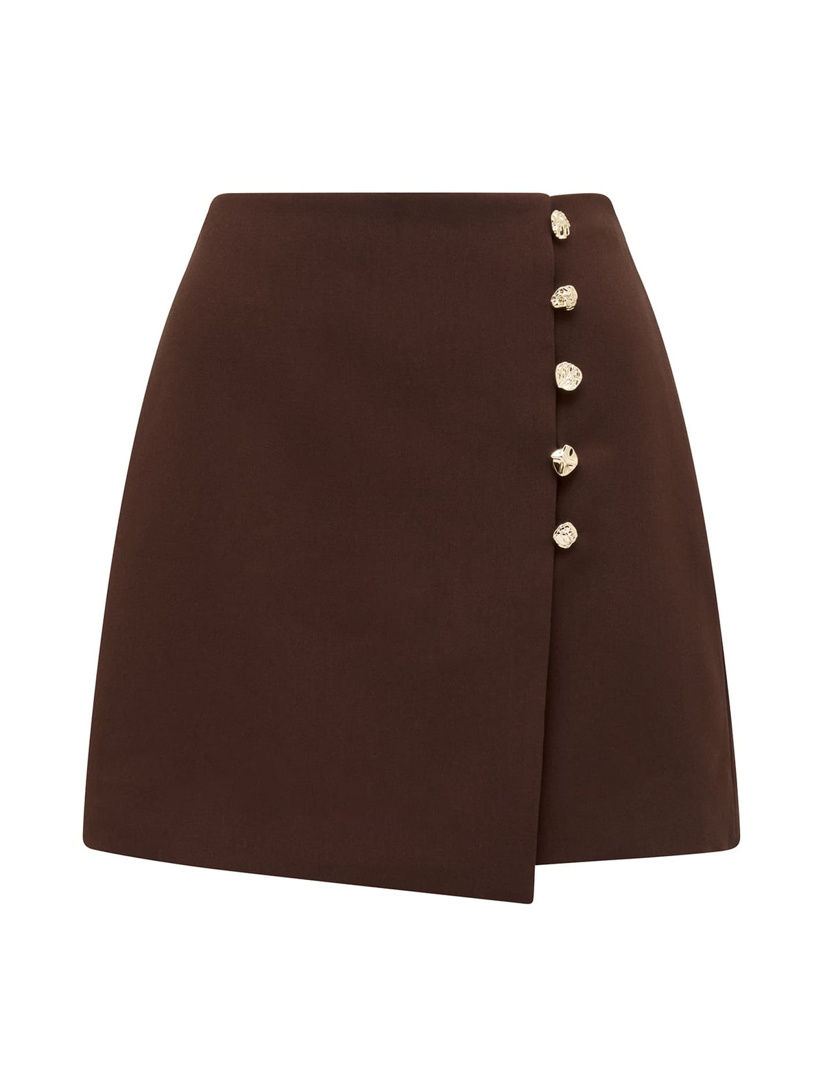 Jinny Button Detail Wrap Skirt Chocolate_mannequin