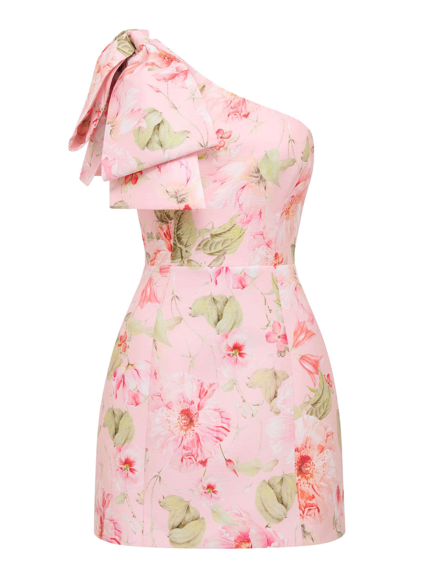 Darcy Petite One Shoulder Mini Coral Layla Botanic_mannequin