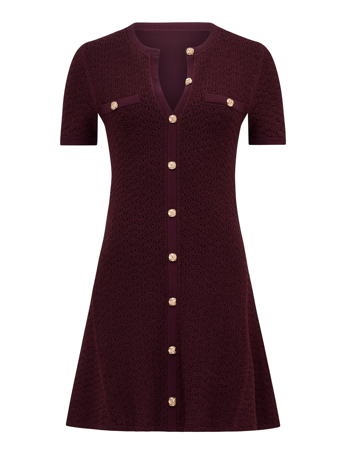 Rosa Stitch Interest Knit Mini Dress Berry_mannequin