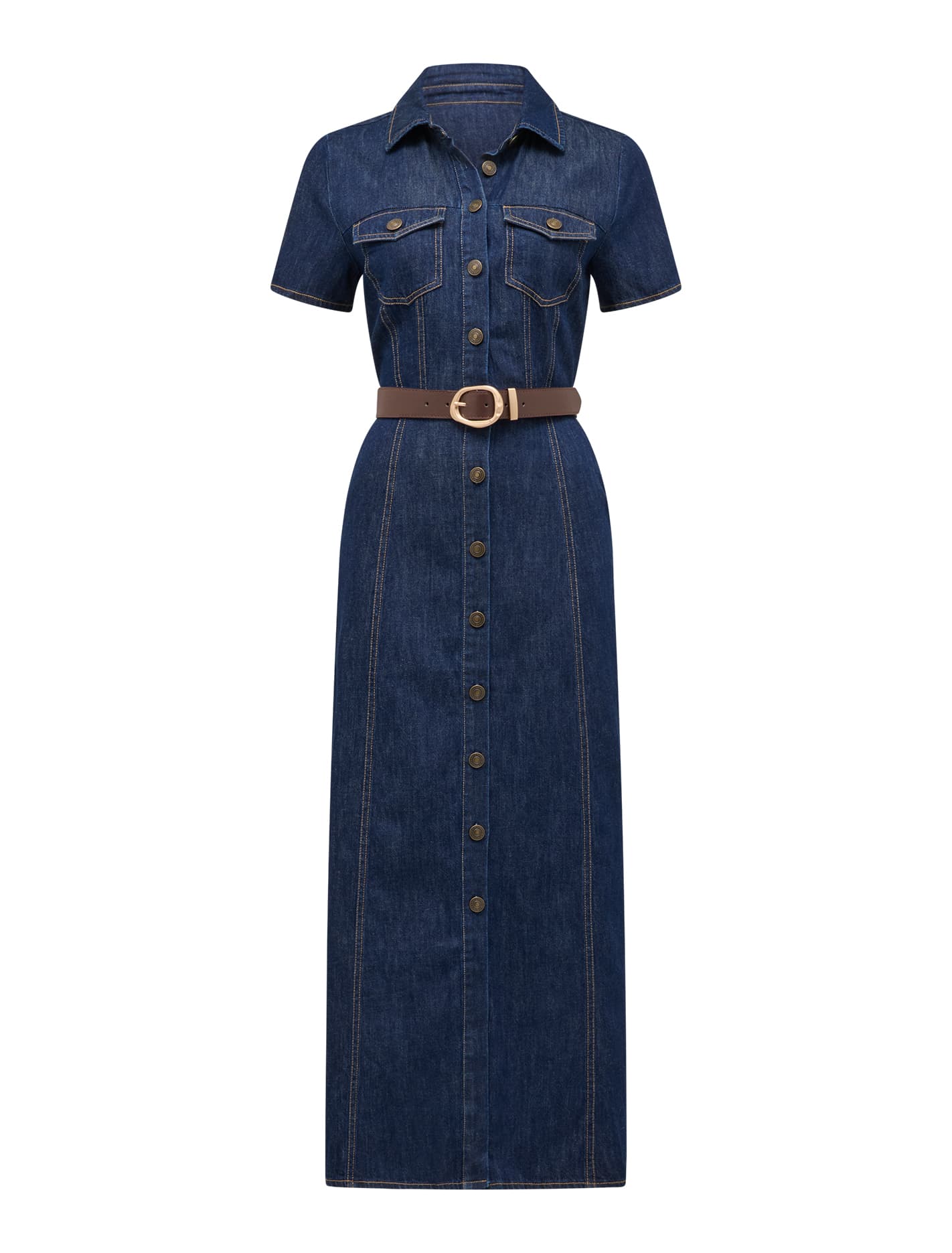 Lucy Denim Dress Dark Wash_mannequin