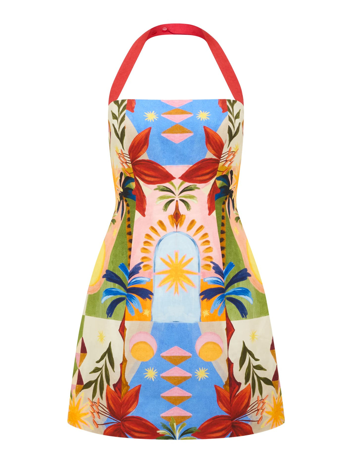 Keely Halter-Neck Linen Mini Dress Bright Havana_mannequin