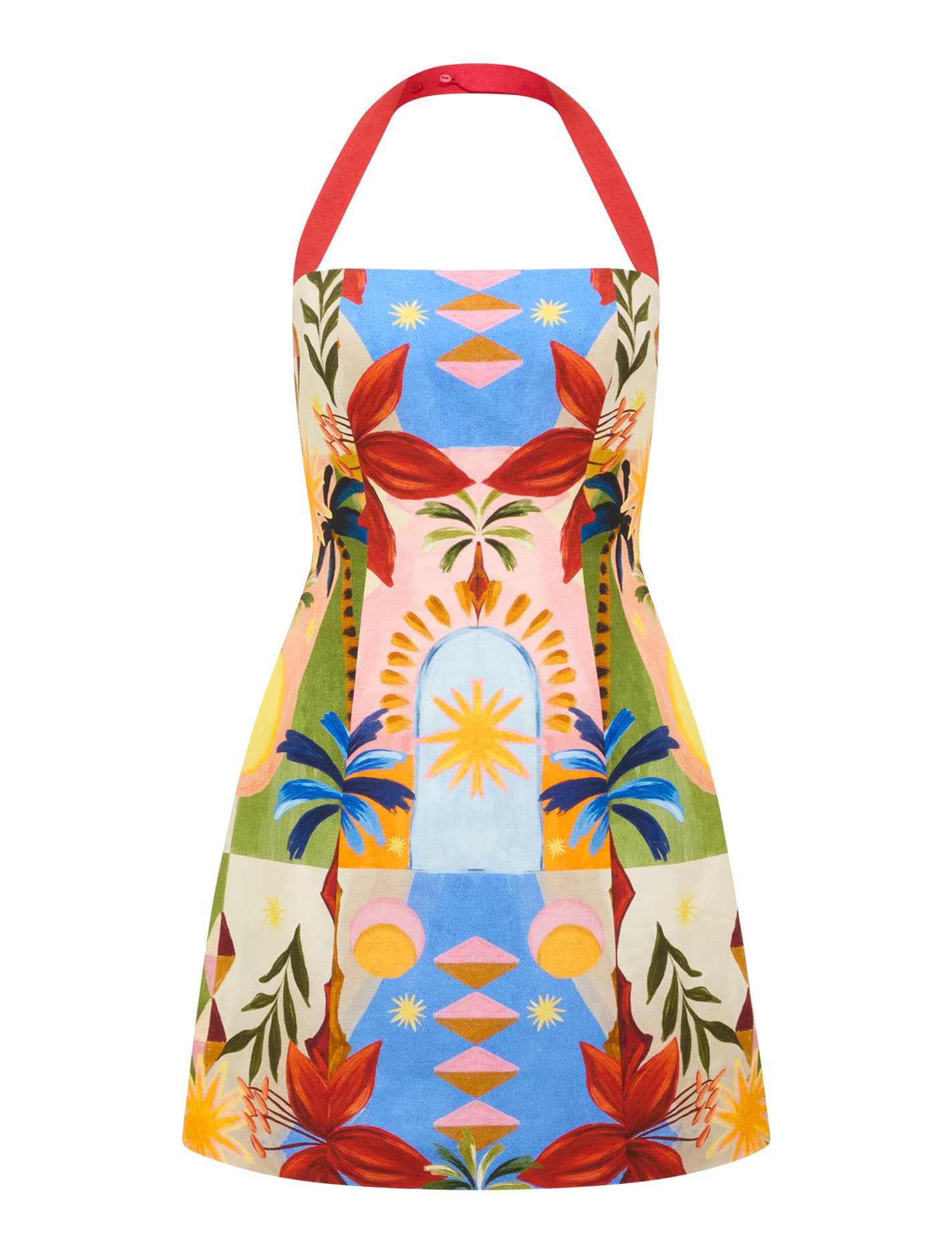 Keely Halter-Neck Linen Mini Dress Bright Havana_mannequin