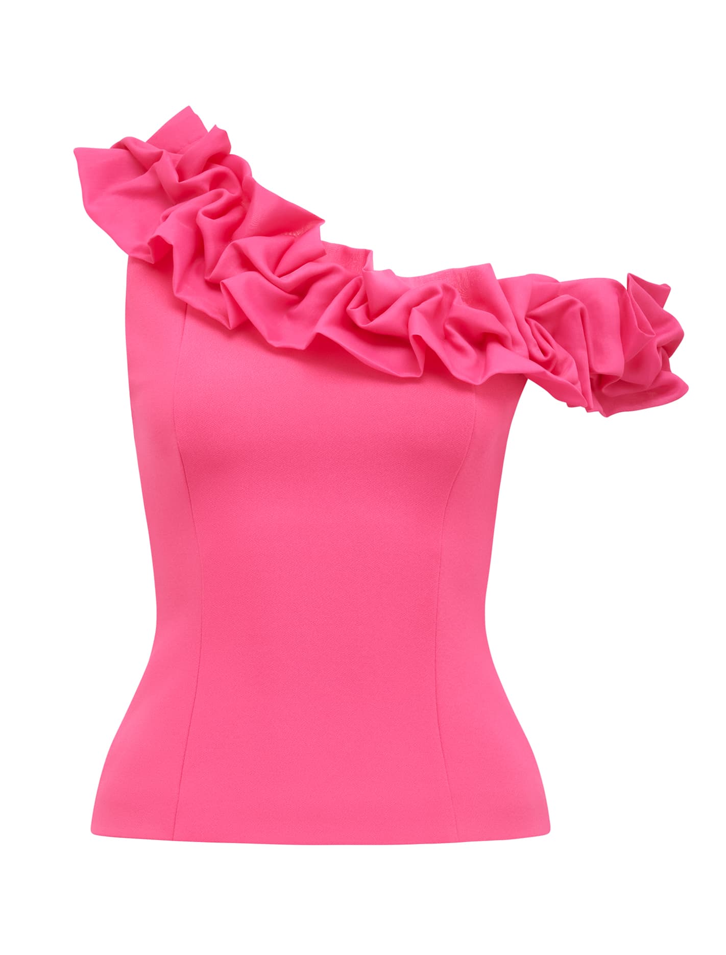 Sadie Tipped Shoulder Ruffle Top Fuchsia Purple_mannequin