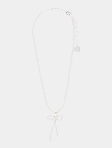 Cindy Crystal Bow Necklace Silver/ Crystal_mannequin