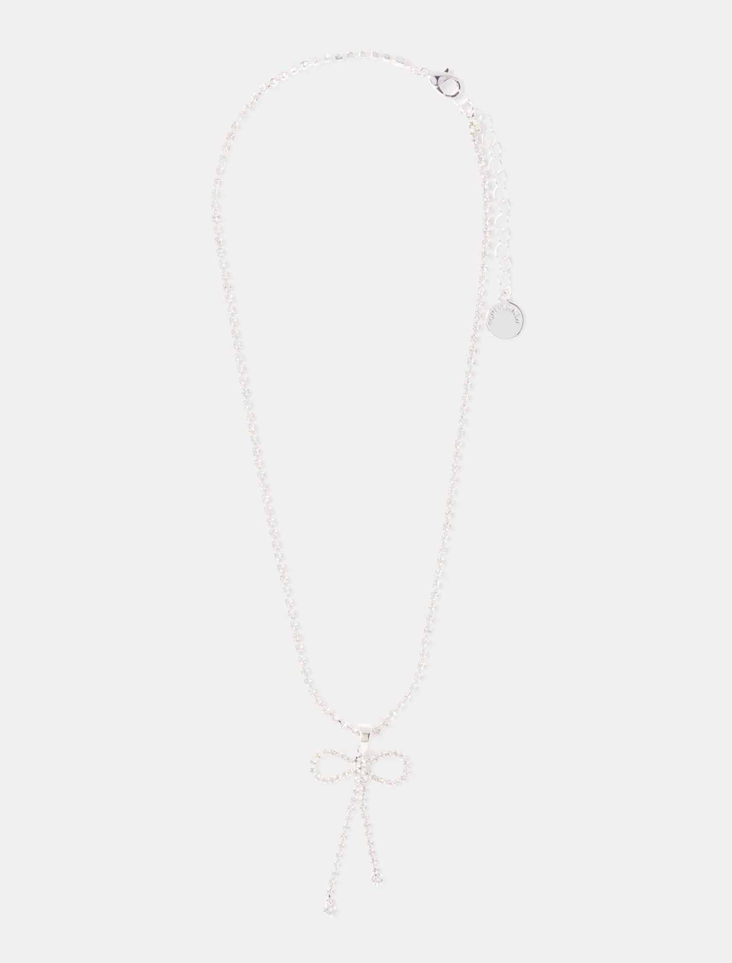 Cindy Crystal Bow Necklace Silver/ Crystal_mannequin