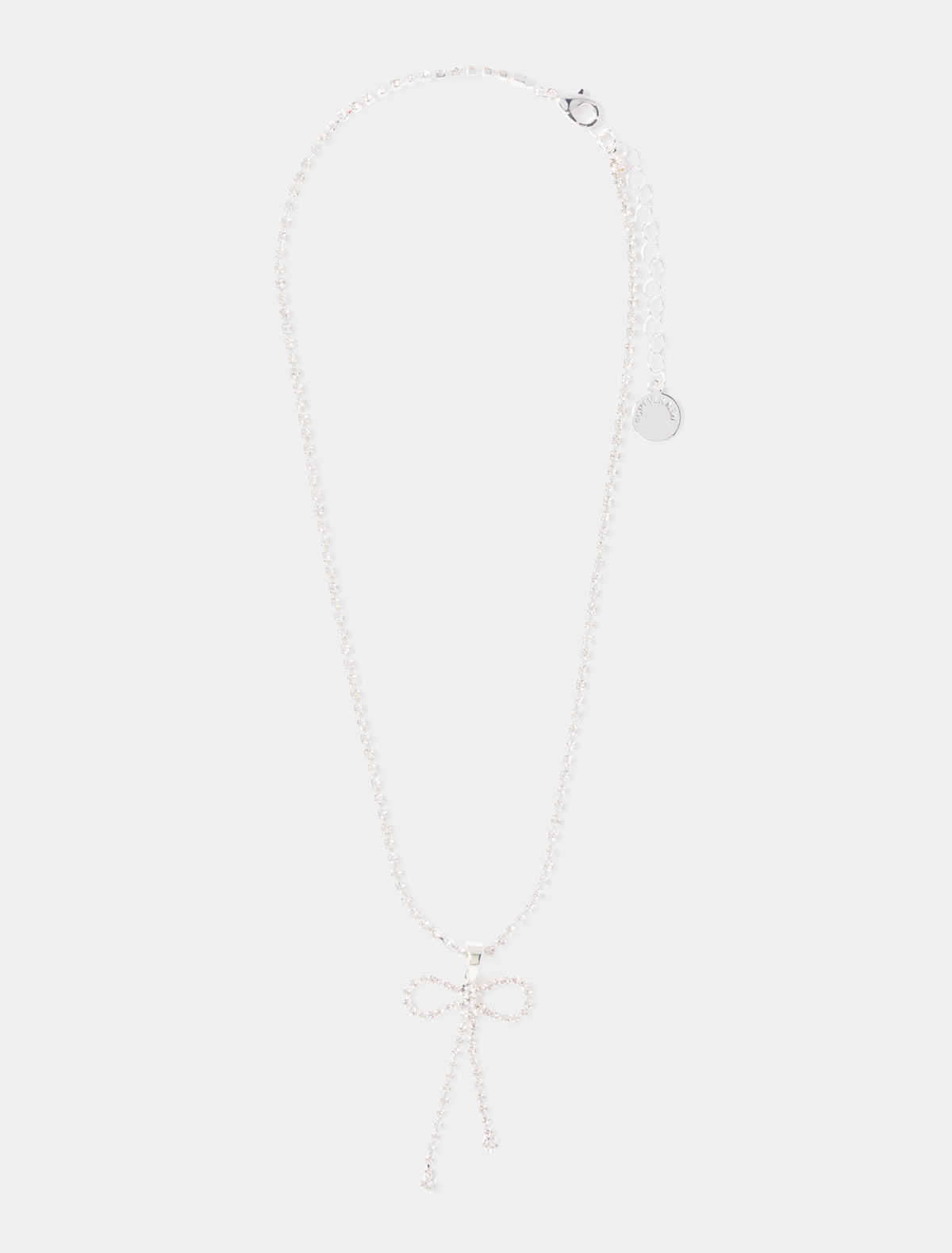 Cindy Crystal Bow Necklace Silver/ Crystal_mannequin