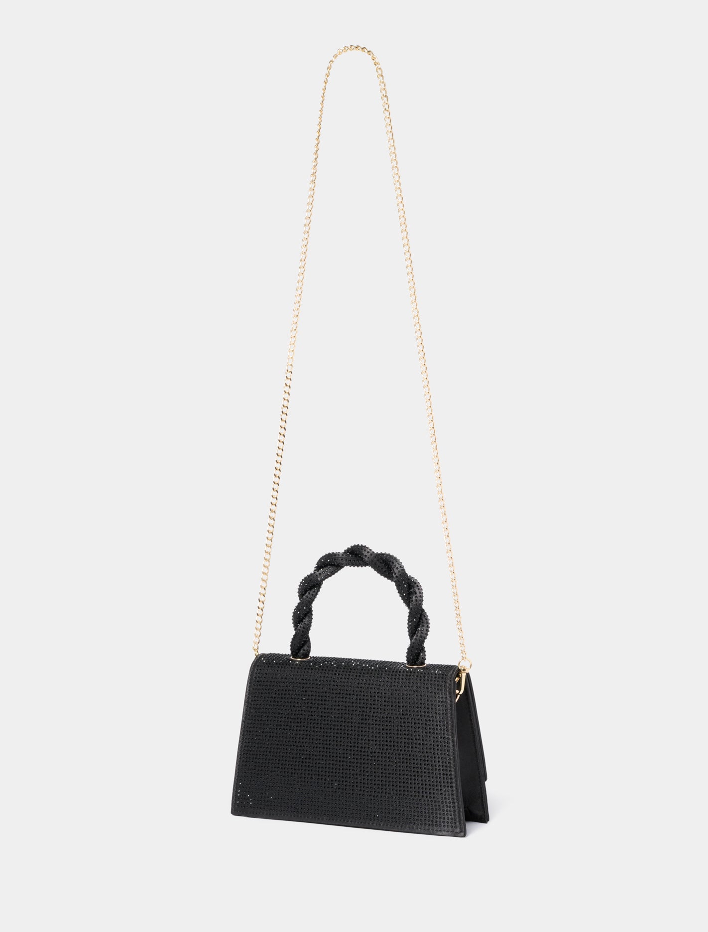 Sasha Sparkly Twist Top Handle Bag Black_mannequin