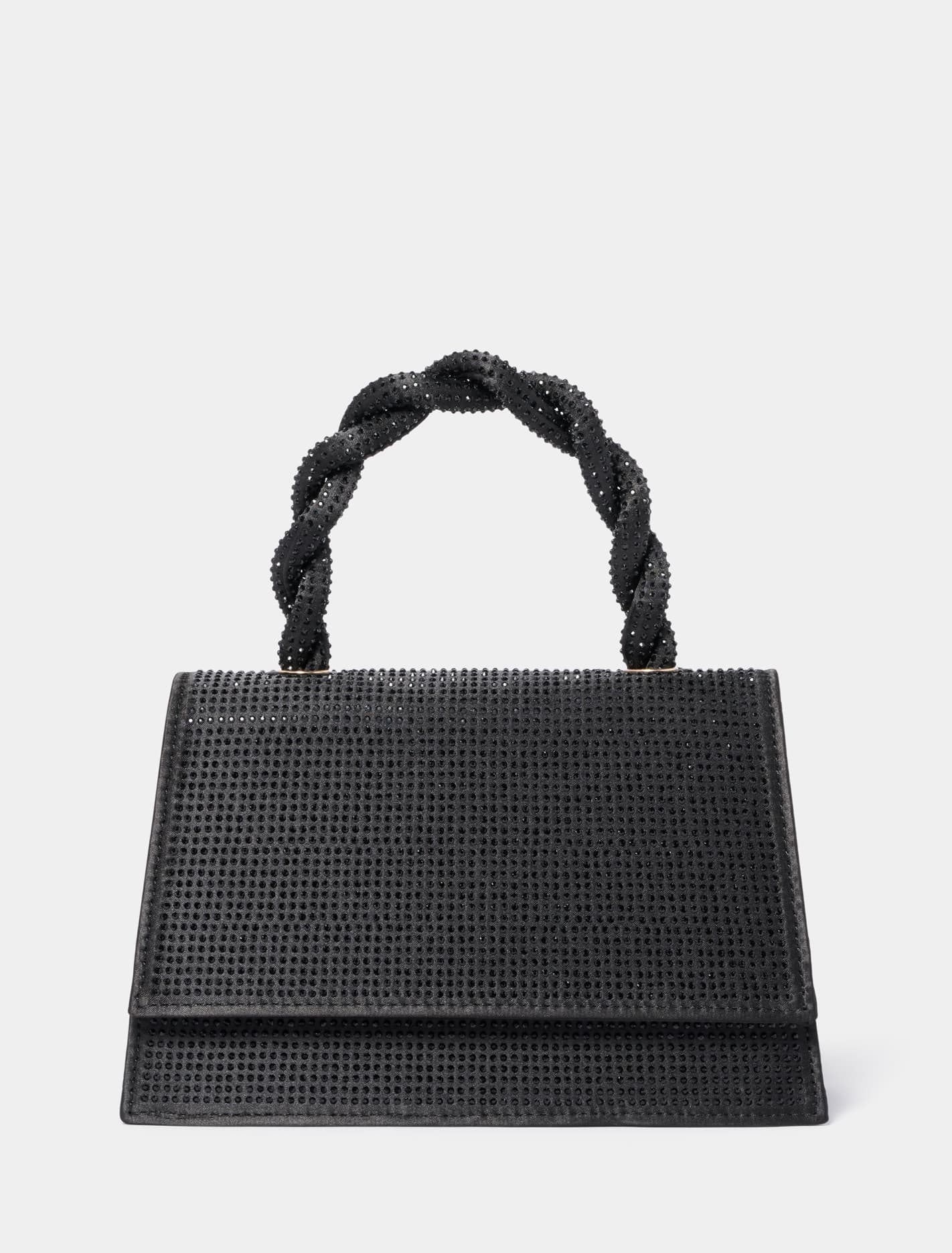 Sasha Sparkly Twist Top Handle Bag Black_mannequin