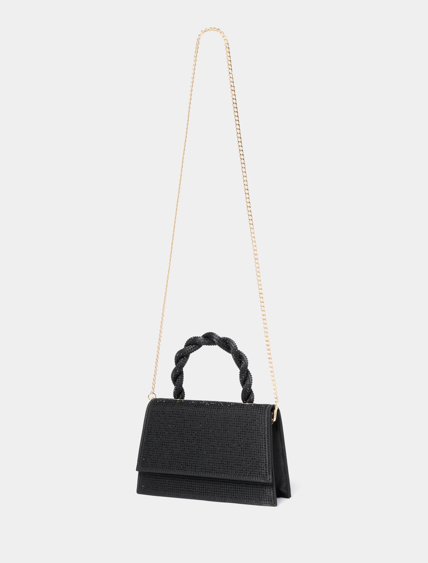 Sasha Sparkly Twist Top Handle Bag Black_mannequin