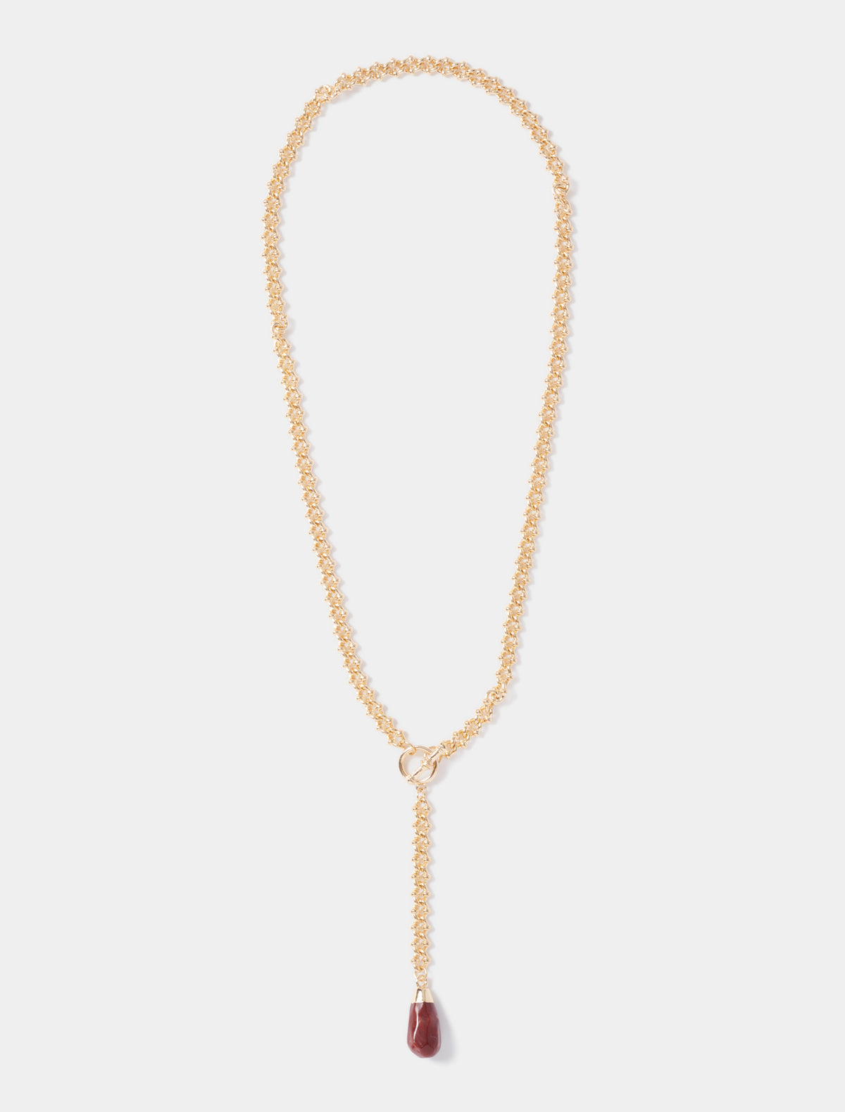 Signature Toni Teardrop Necklace Gold/Wine_mannequin