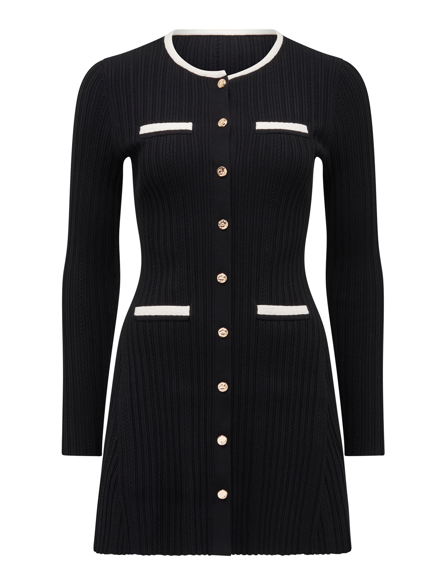 Brielle Fit and Flare Knit Mini Dress Black_mannequin