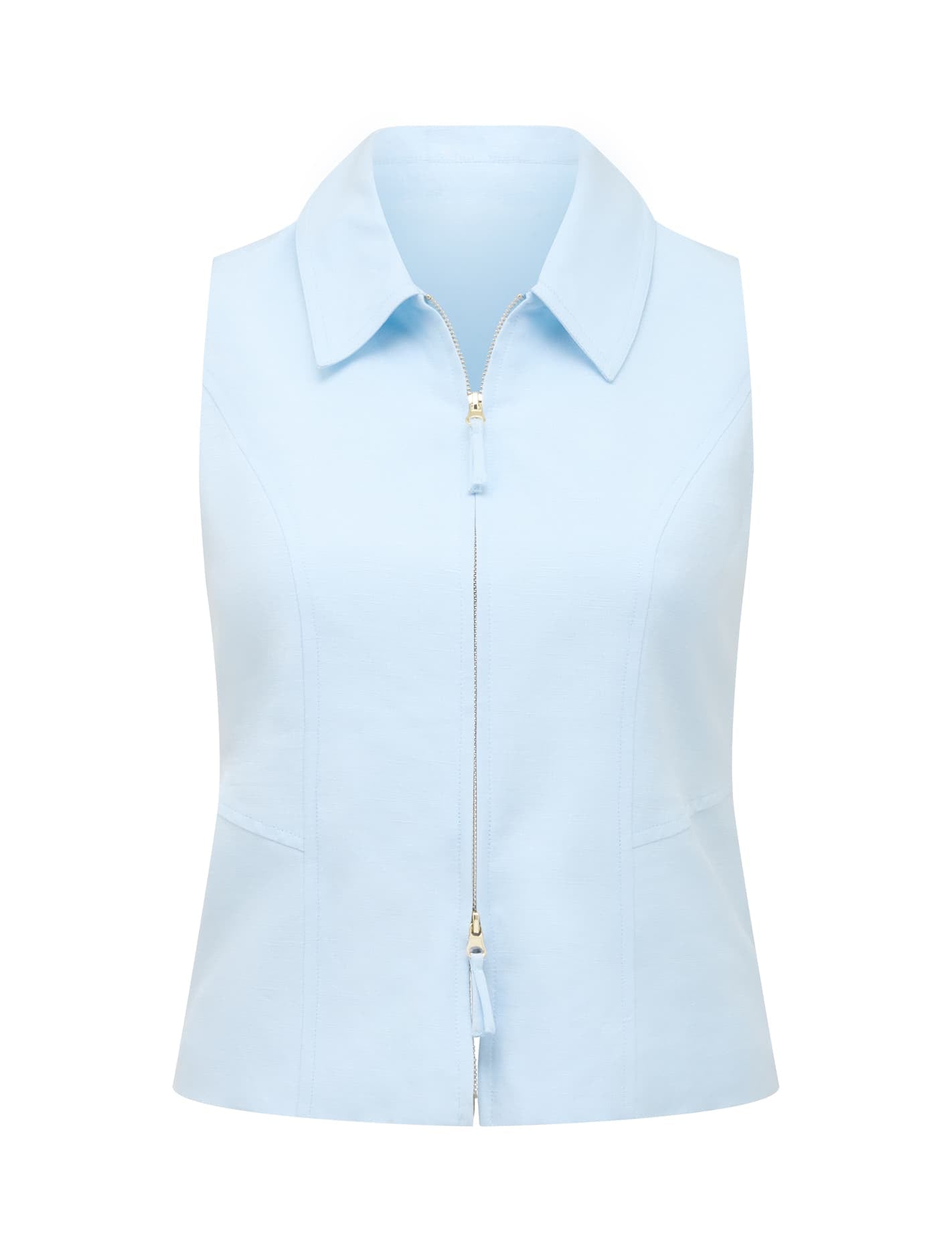 Felicity Petite Zip Front Halter Top Ice Water Co-ord_mannequin