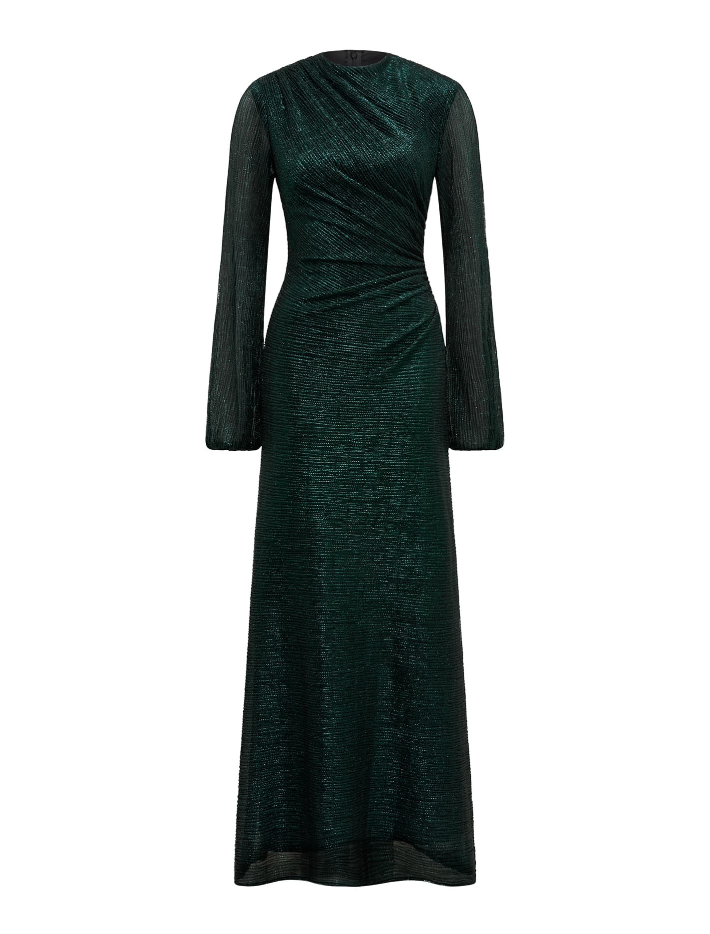 Kristen Long Sleeve Plisse Maxi Dress Emerald Green_mannequin
