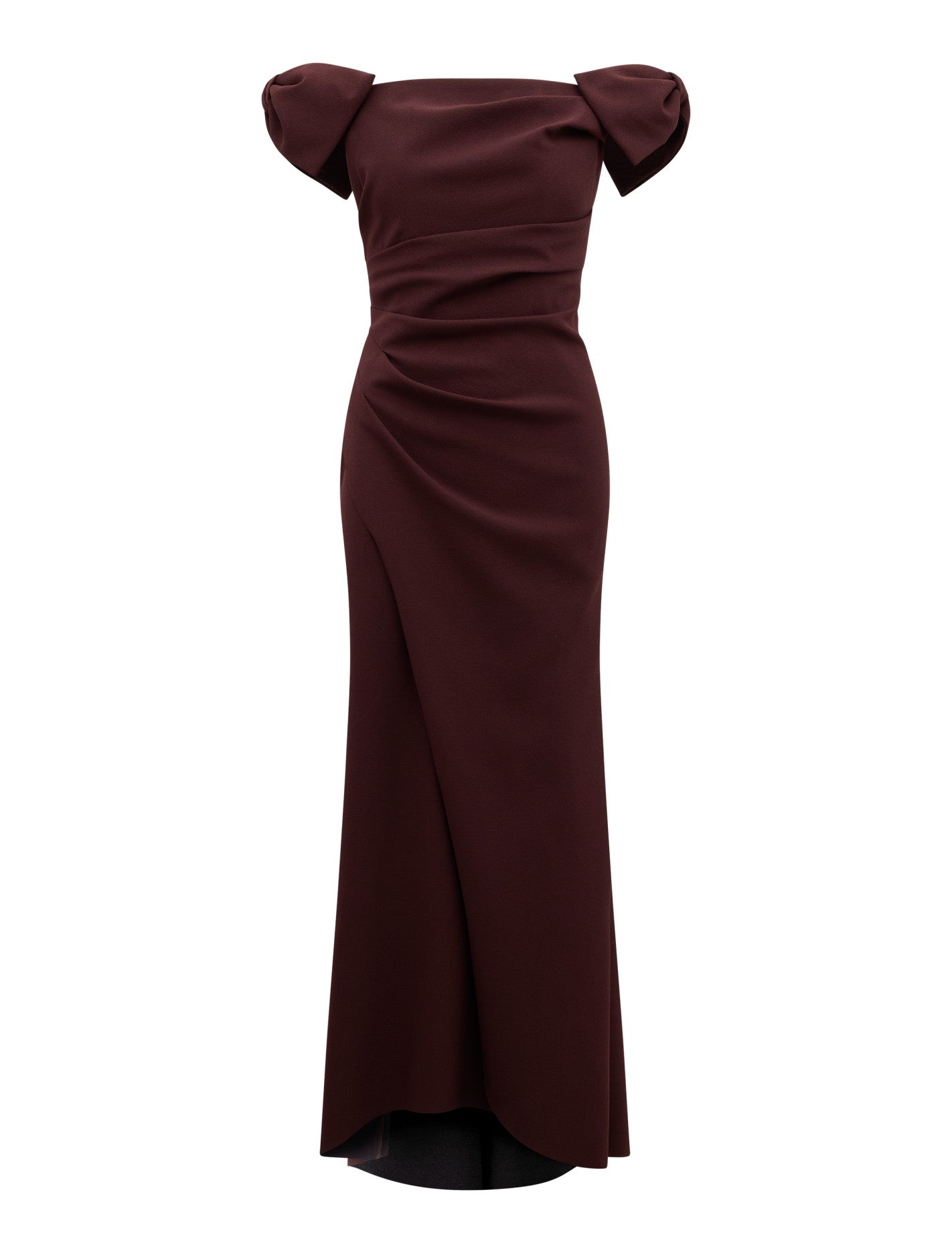 Kalee Bow Wrap Skirt Dress Deep Plum_mannequin