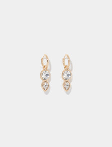 Juniper Stone Huggie Earrings Gold/Crystal_mannequin