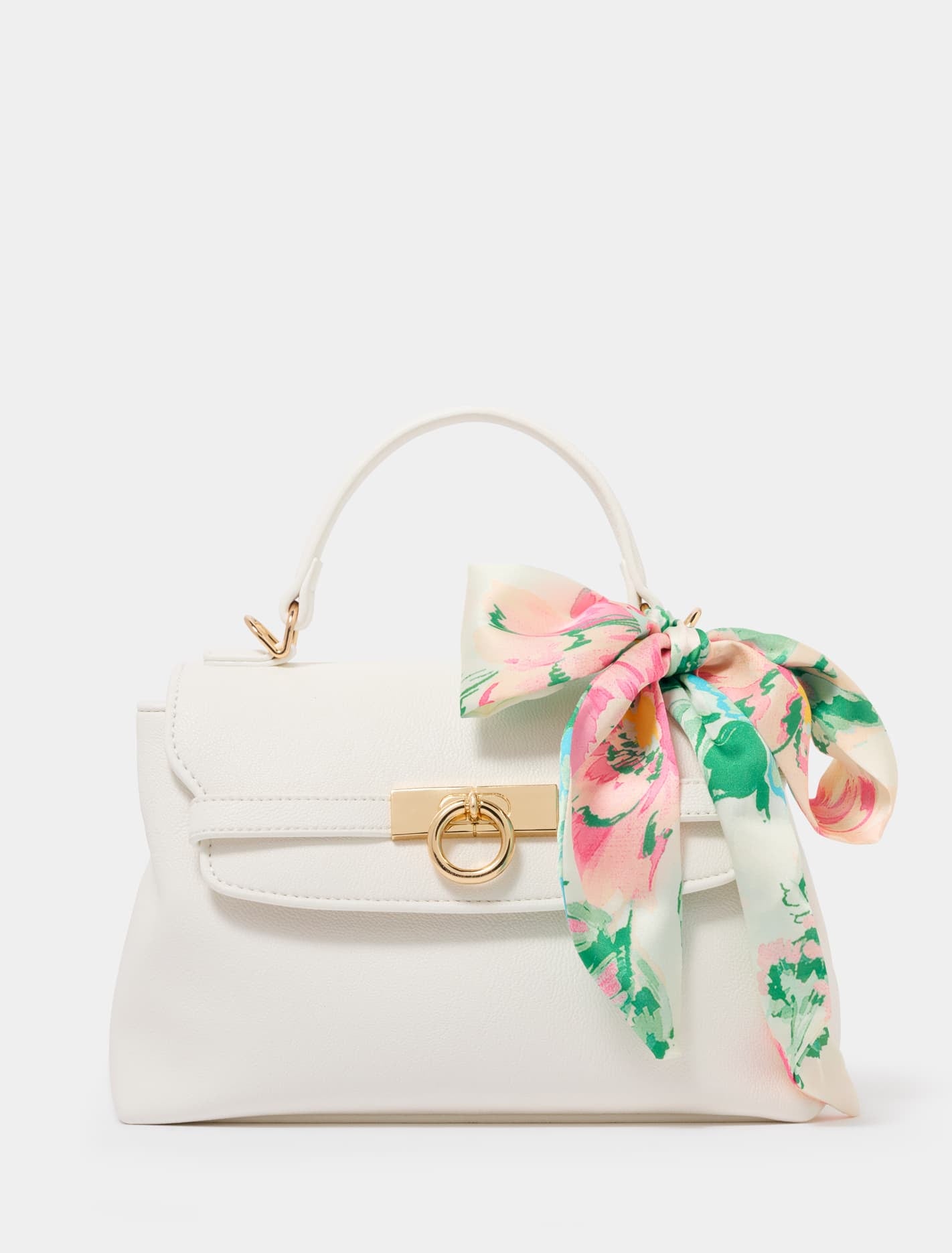 Amilia Lock Top Handle Bag White_mannequin