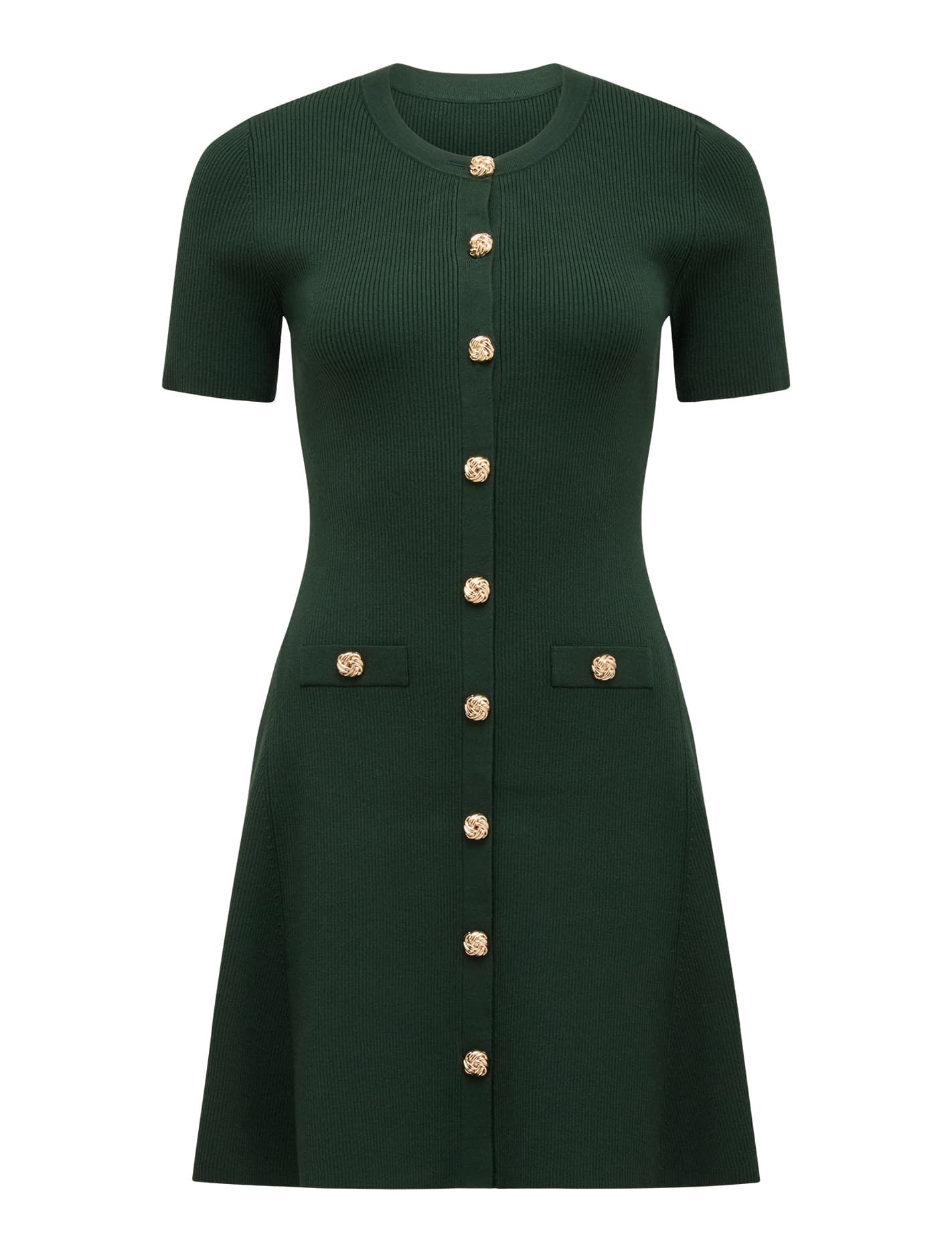 Mallory Knitted Mini Dress Deep Green_mannequin