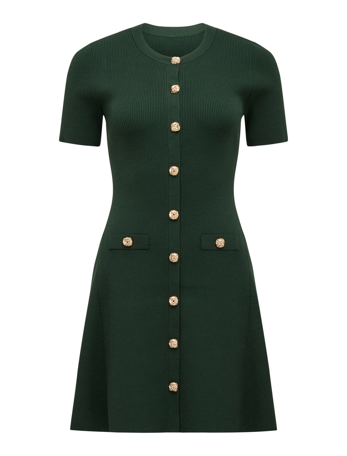 Mallory Knitted Mini Dress Deep Green_mannequin