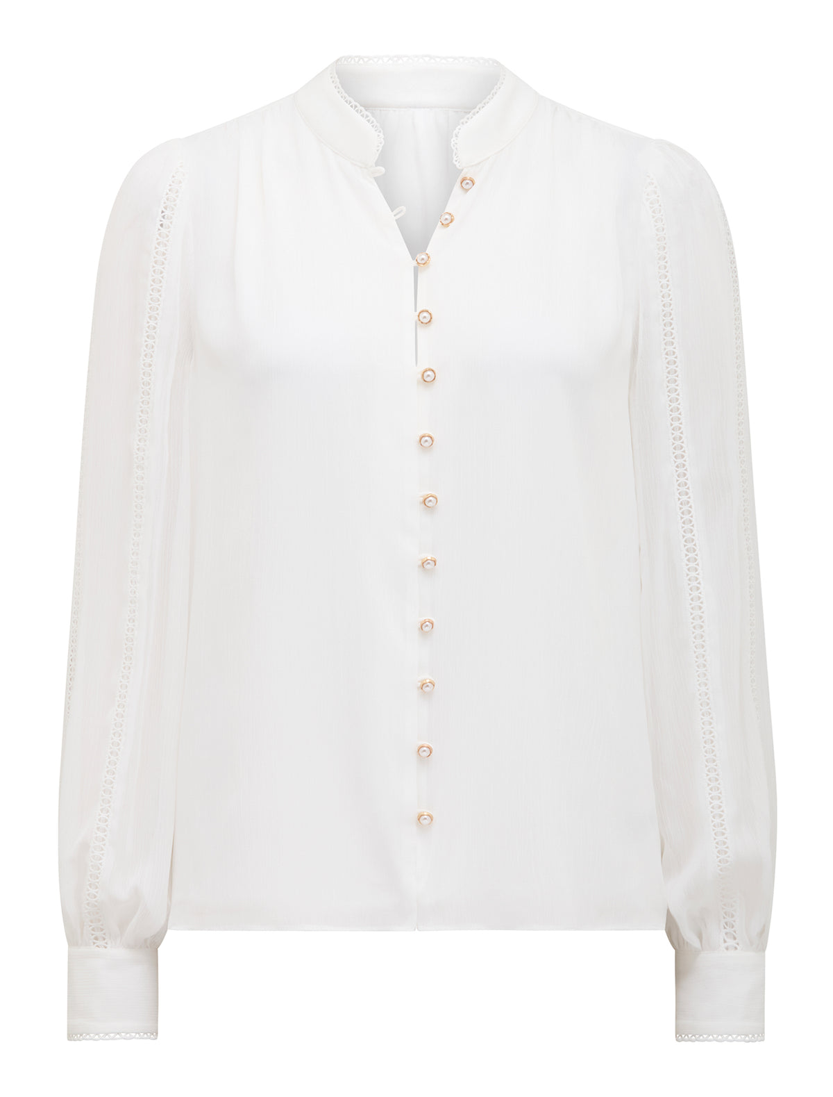 Morgan Trimmed Blouse Porcelain_mannequin