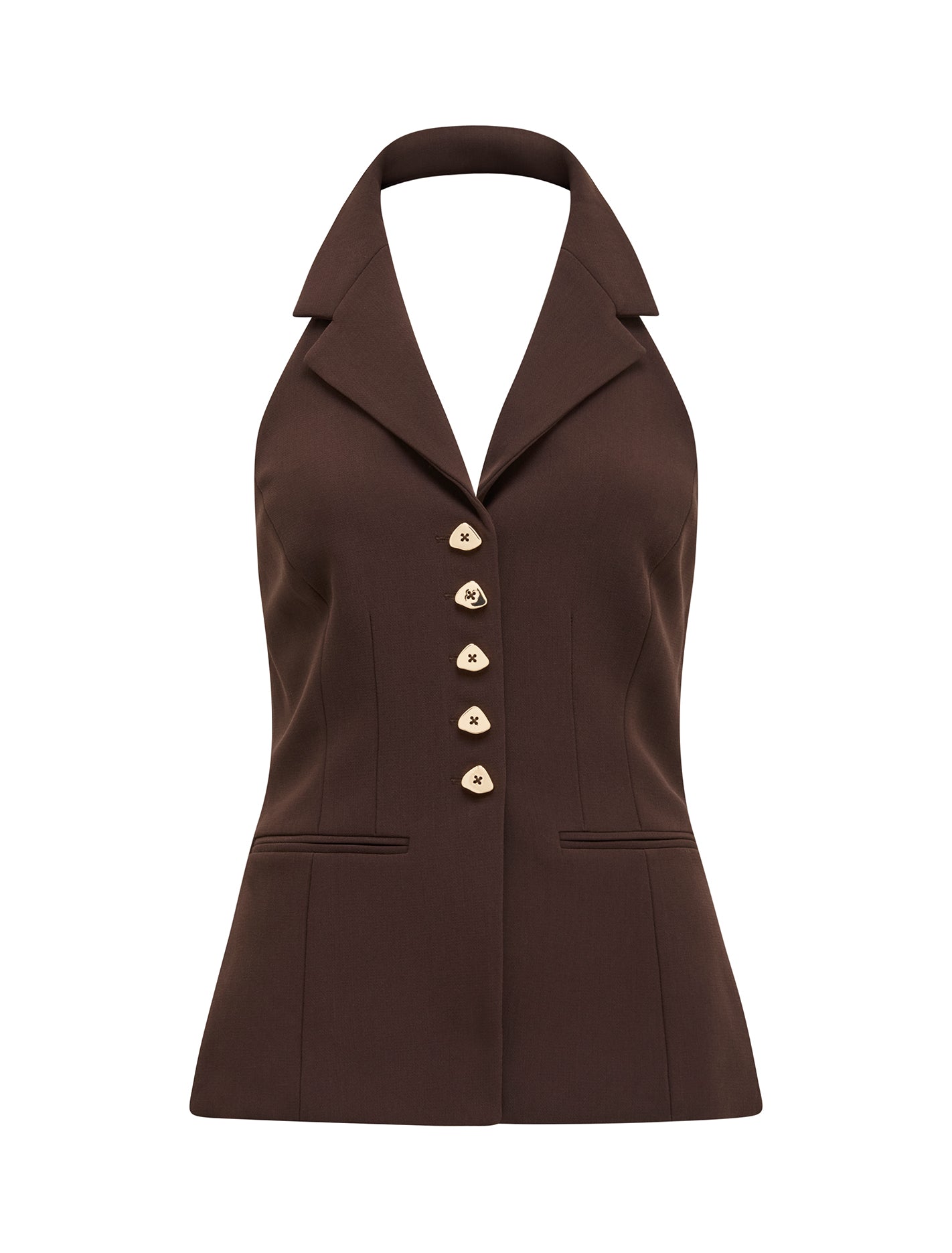 Briony Halter Waistcoat Chocolate Set_mannequin