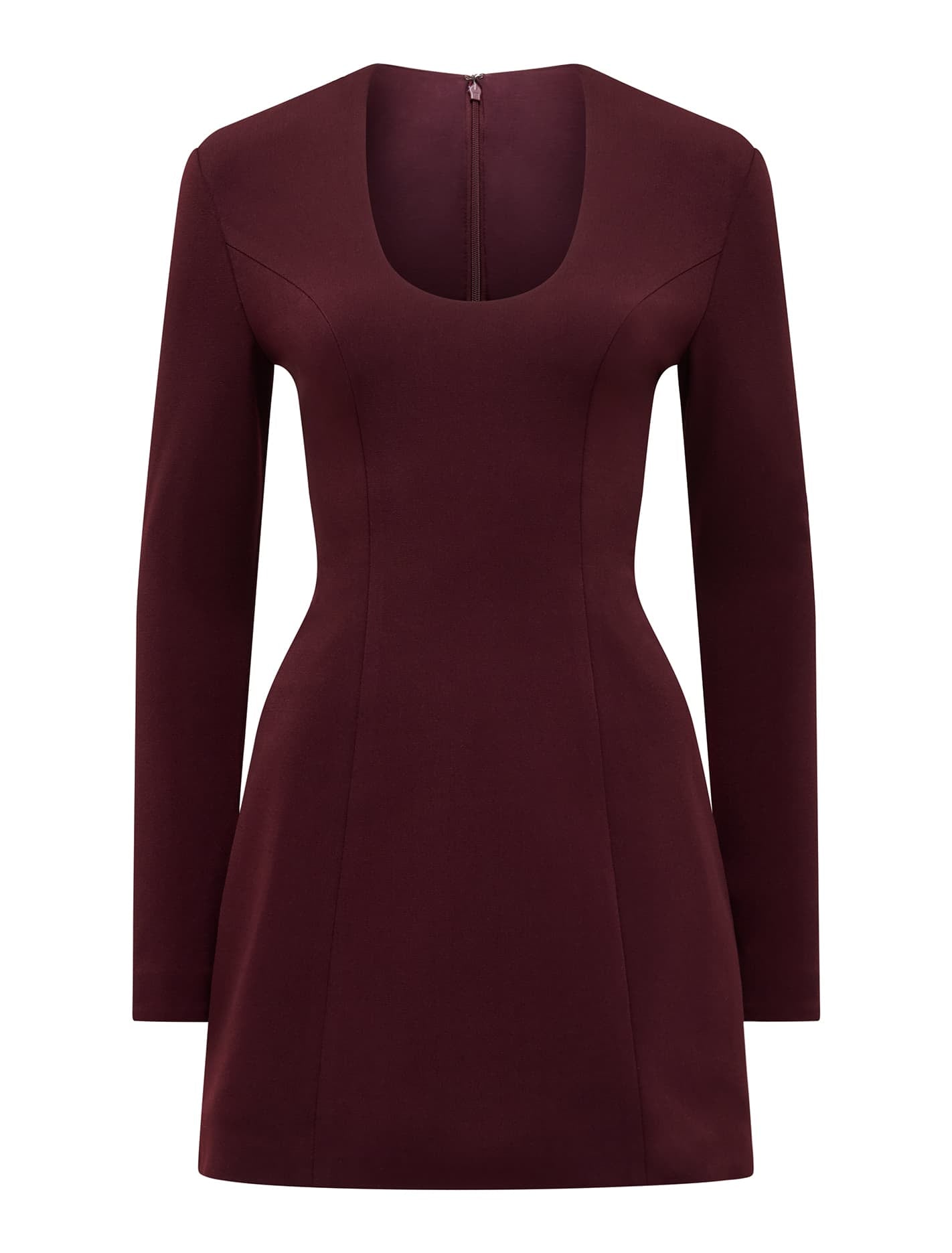 Ruby Long Sleeve Structured Mini Burgundy_mannequin