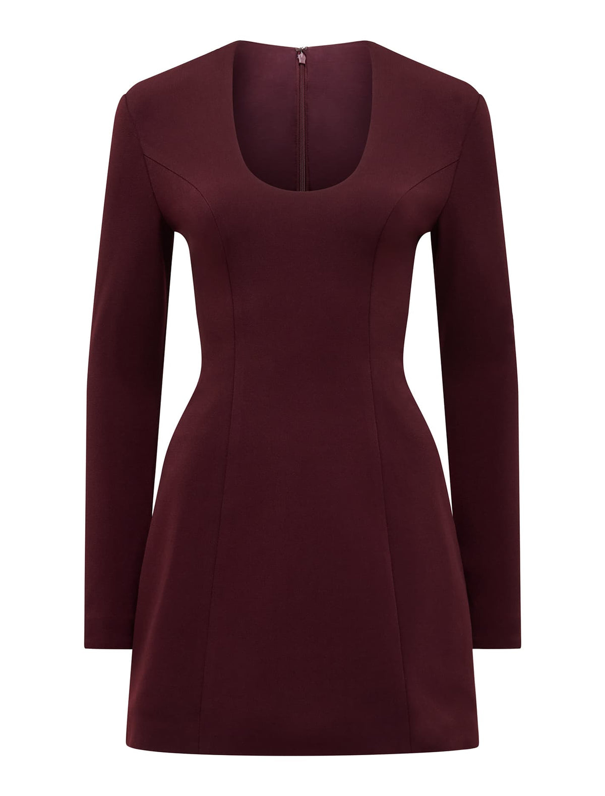 Ruby Long Sleeve Structured Mini Burgundy_mannequin