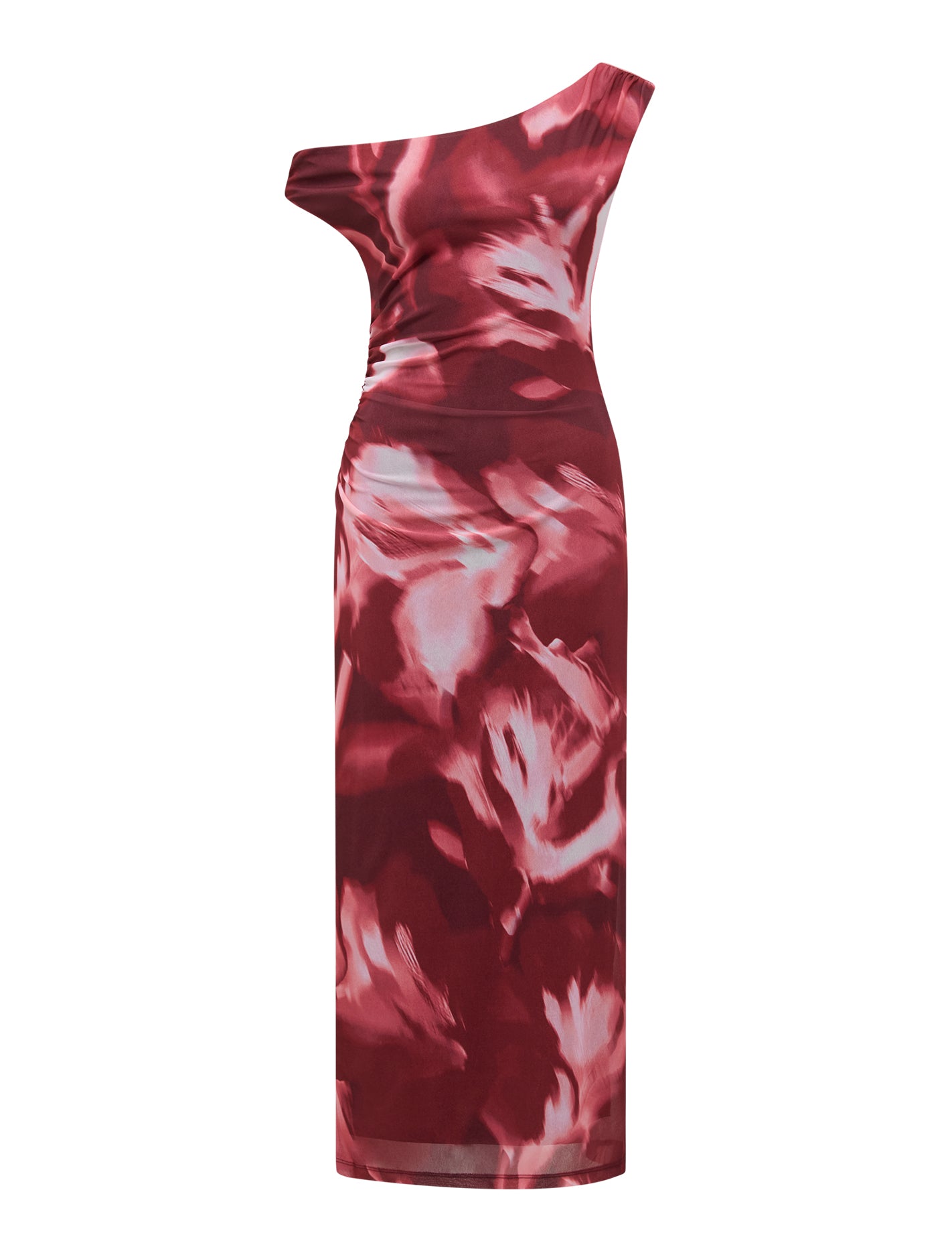 Gisella Petite Mesh Midi Dress Berry Odella Floral_mannequin