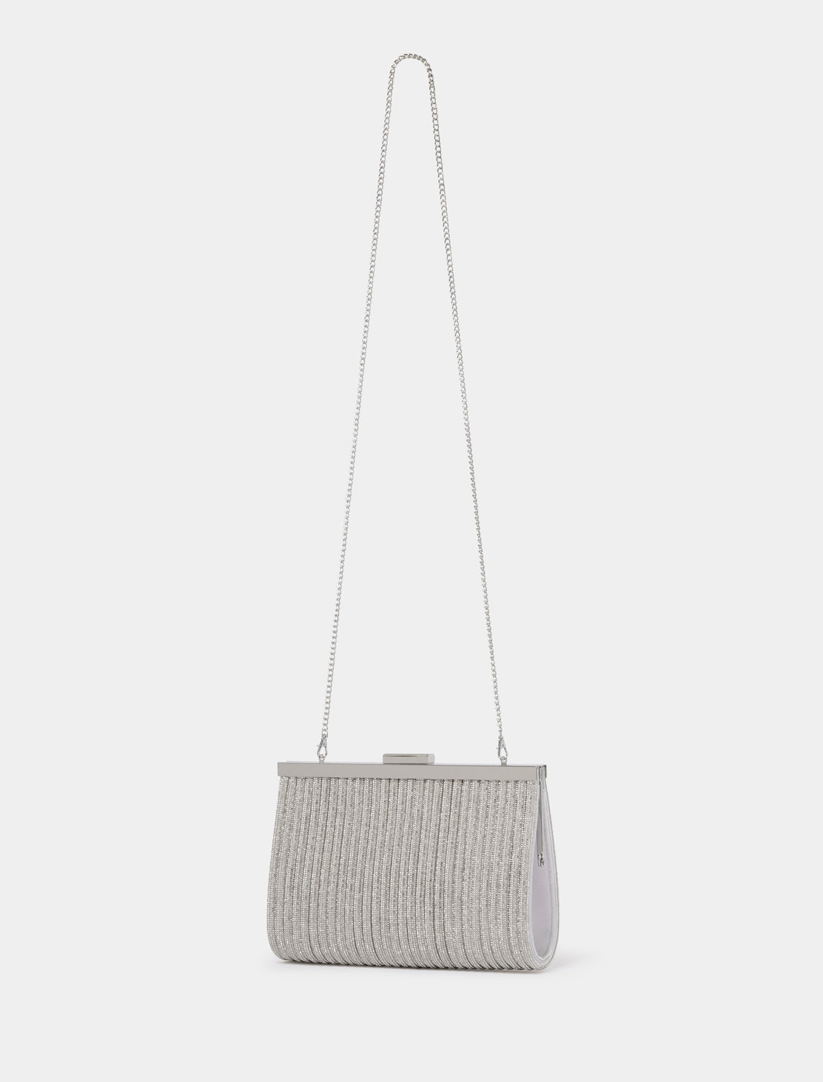 Amanda Sparkle Frame Clutch Silver_mannequin