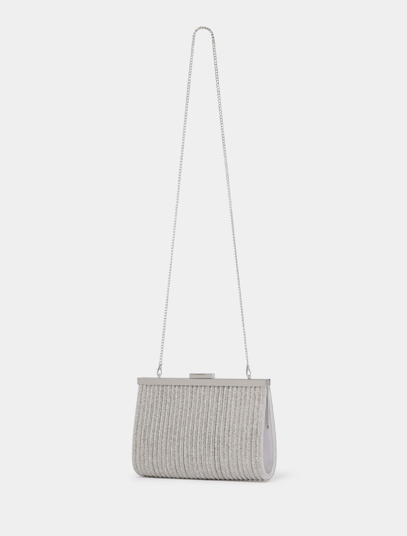 Amanda Sparkle Frame Clutch Silver_mannequin