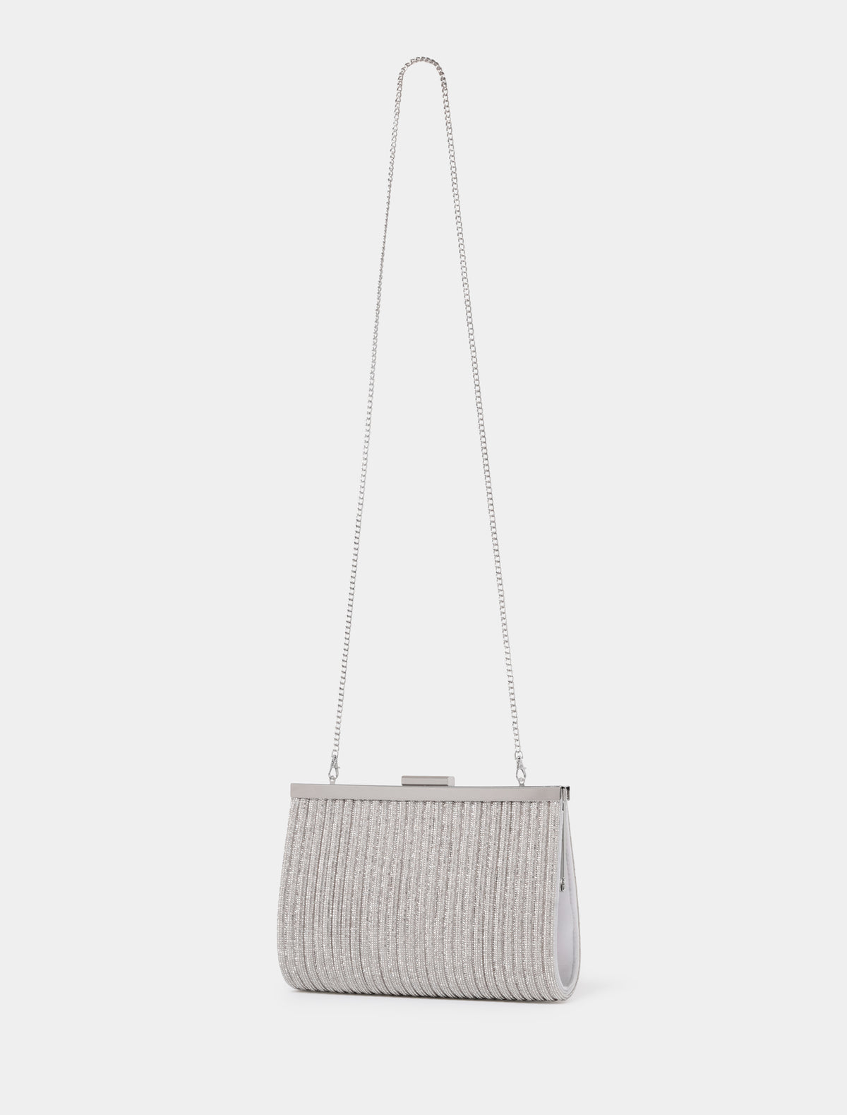 Amanda Sparkle Frame Clutch Silver_mannequin