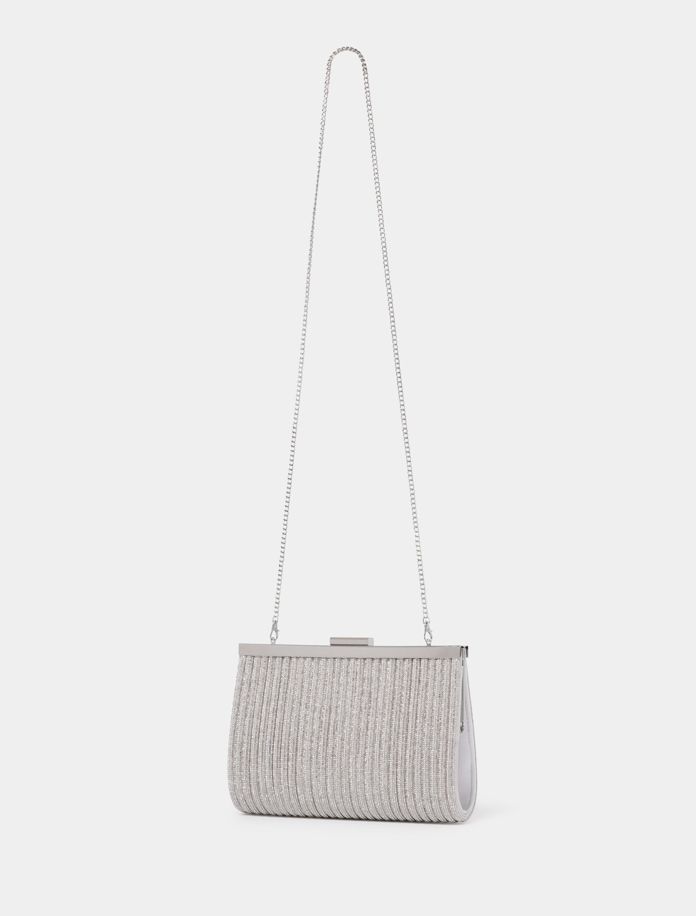 Amanda Sparkle Frame Clutch Silver_mannequin