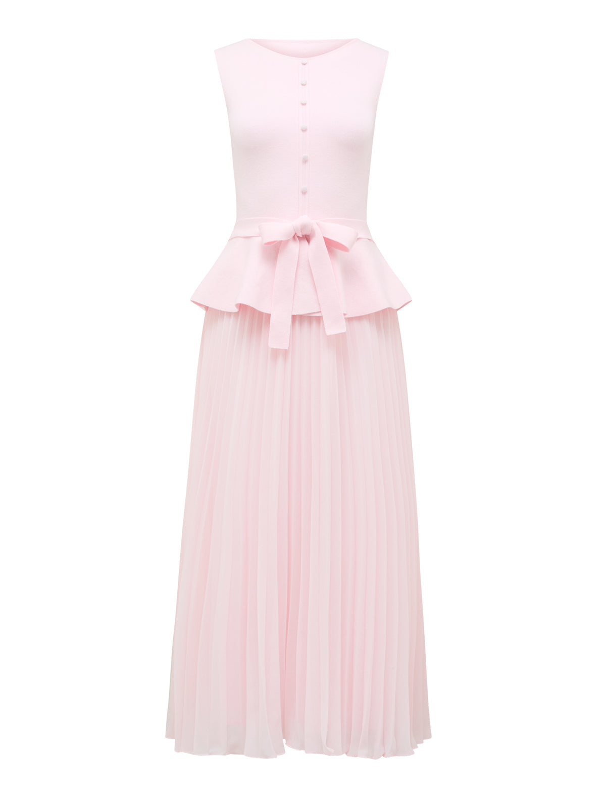 Luella Pleat Mixed Midi Dress Pink_mannequin