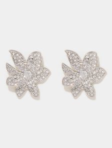 Ida Statement Crystal Flower Earrings Silver/ Crystal_mannequin