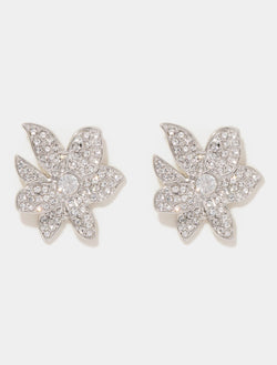 Ida Statement Crystal Flower Earrings Silver/ Crystal_mannequin